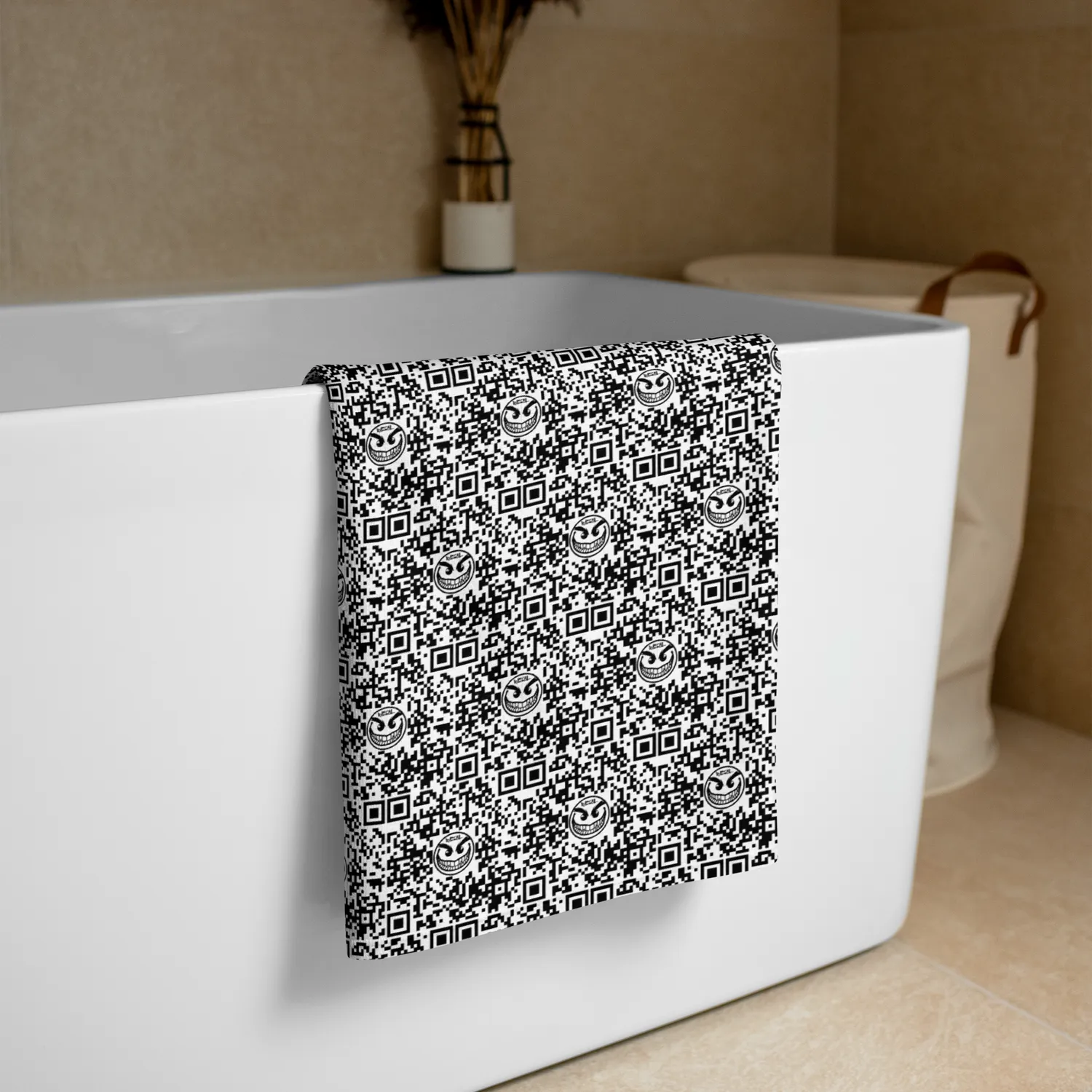 Razel Face QR Code handdoek 76x152 cm katoen