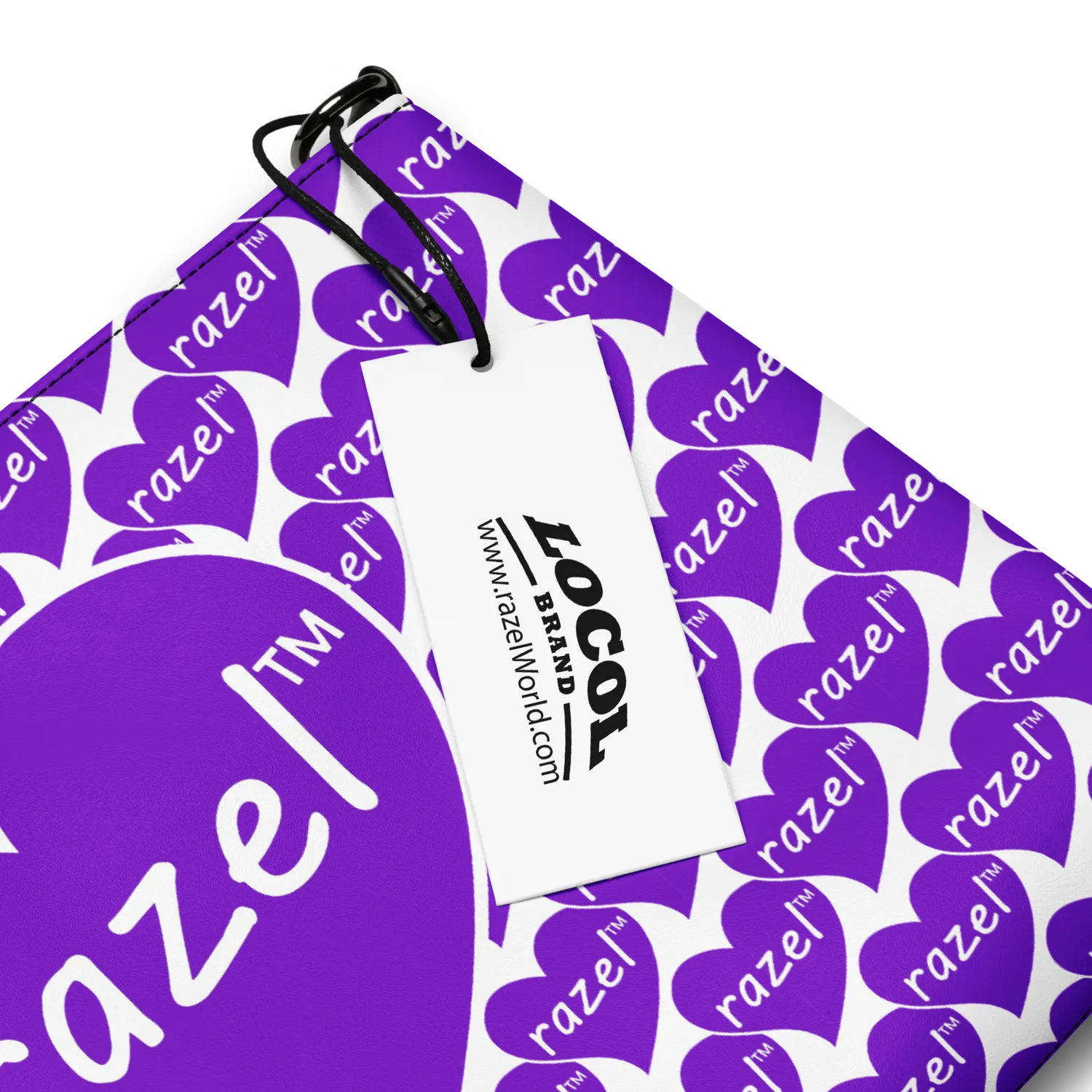 Razel Purple Hearted Motif satchel zwart imitatieleren