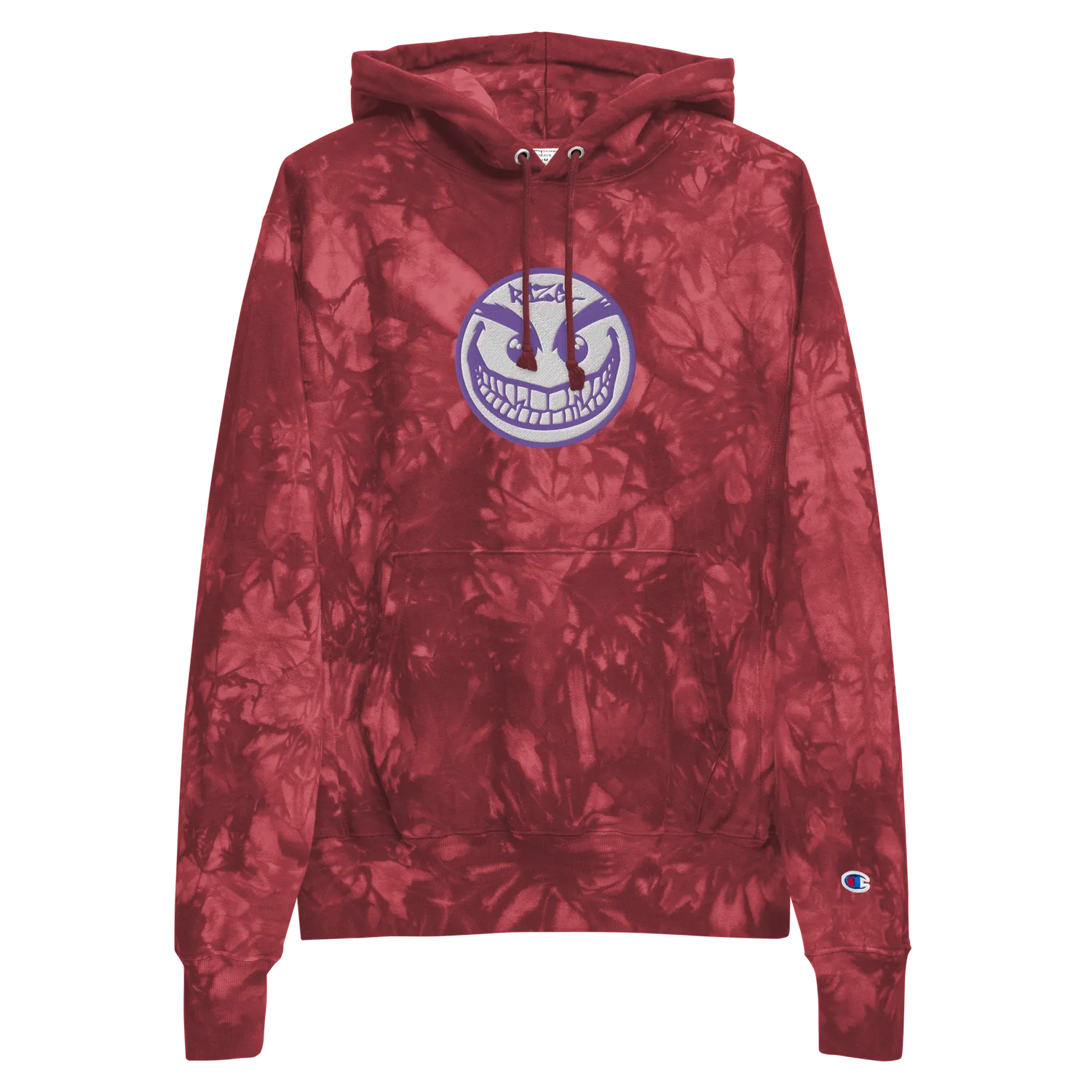 Razel Face Champion Hoodie zwart tie-dye geborduurd