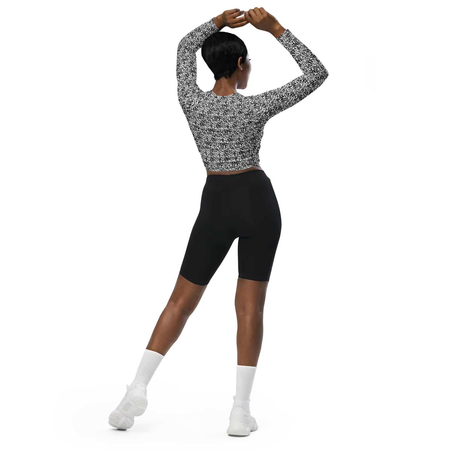 Razel Face QR Codes longsleeve crop top UPF 50+