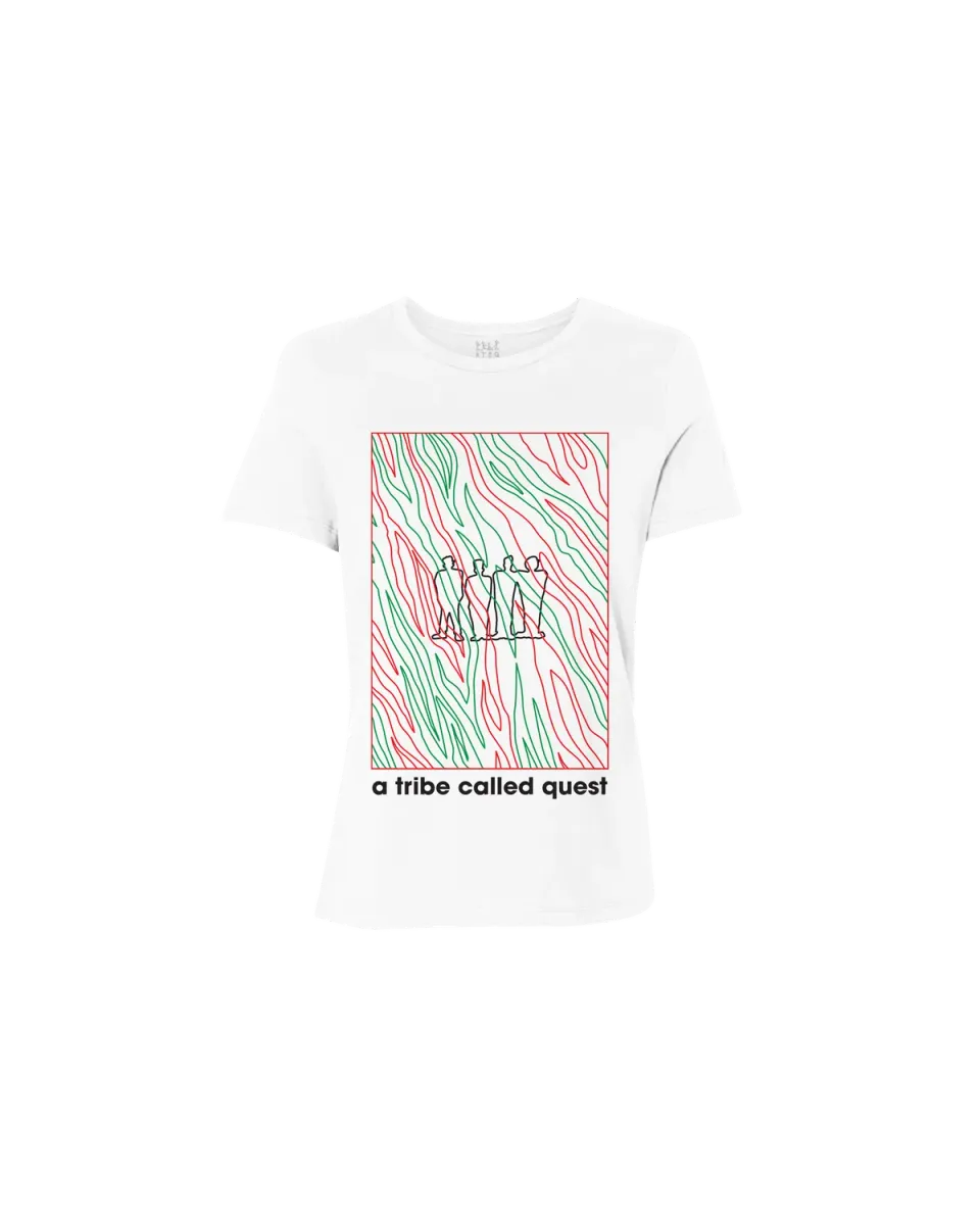 Tribe Called Quest Line Art T-shirt dames wit rood groen