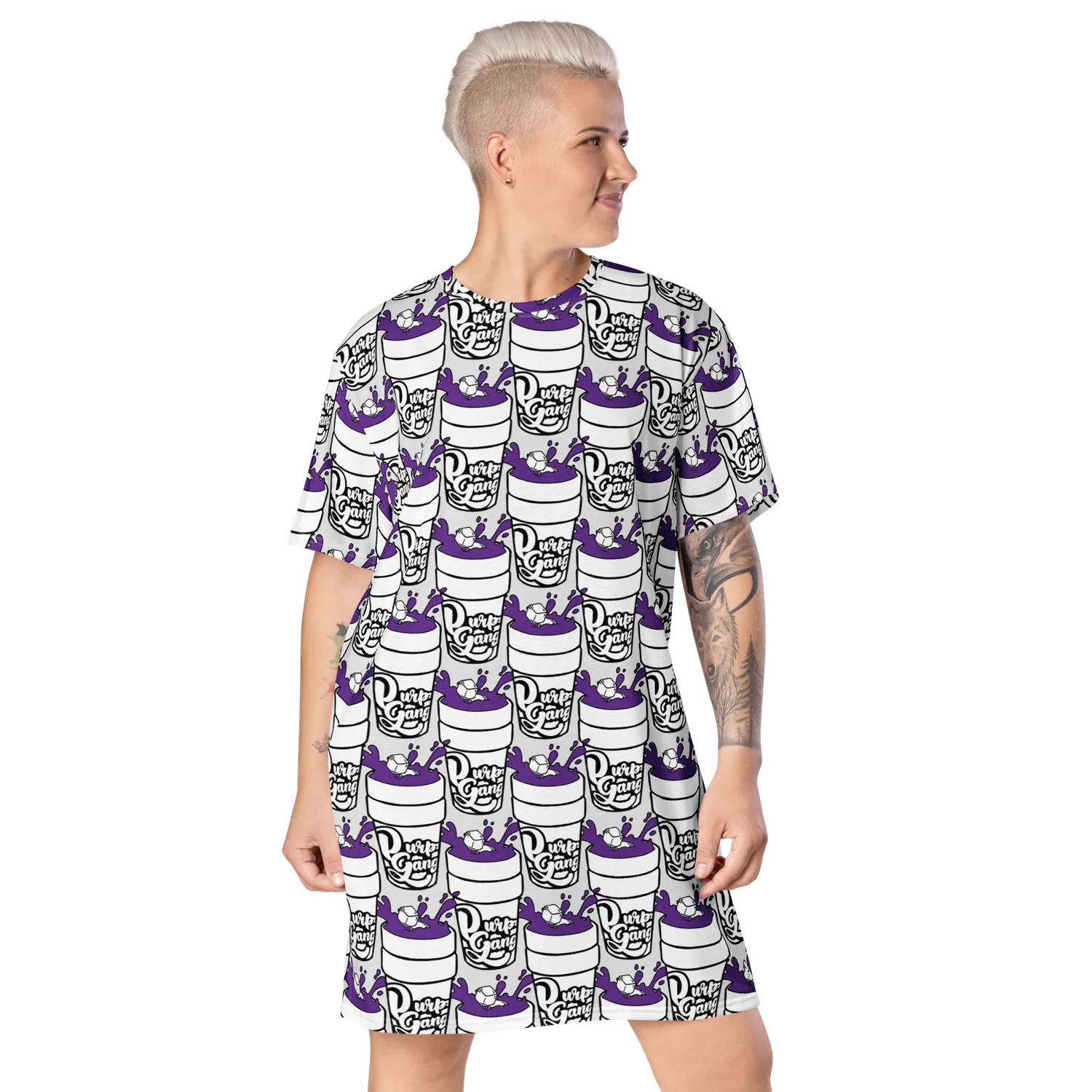 Razel Purp Gang Double Cup t-shirt jurk oversize