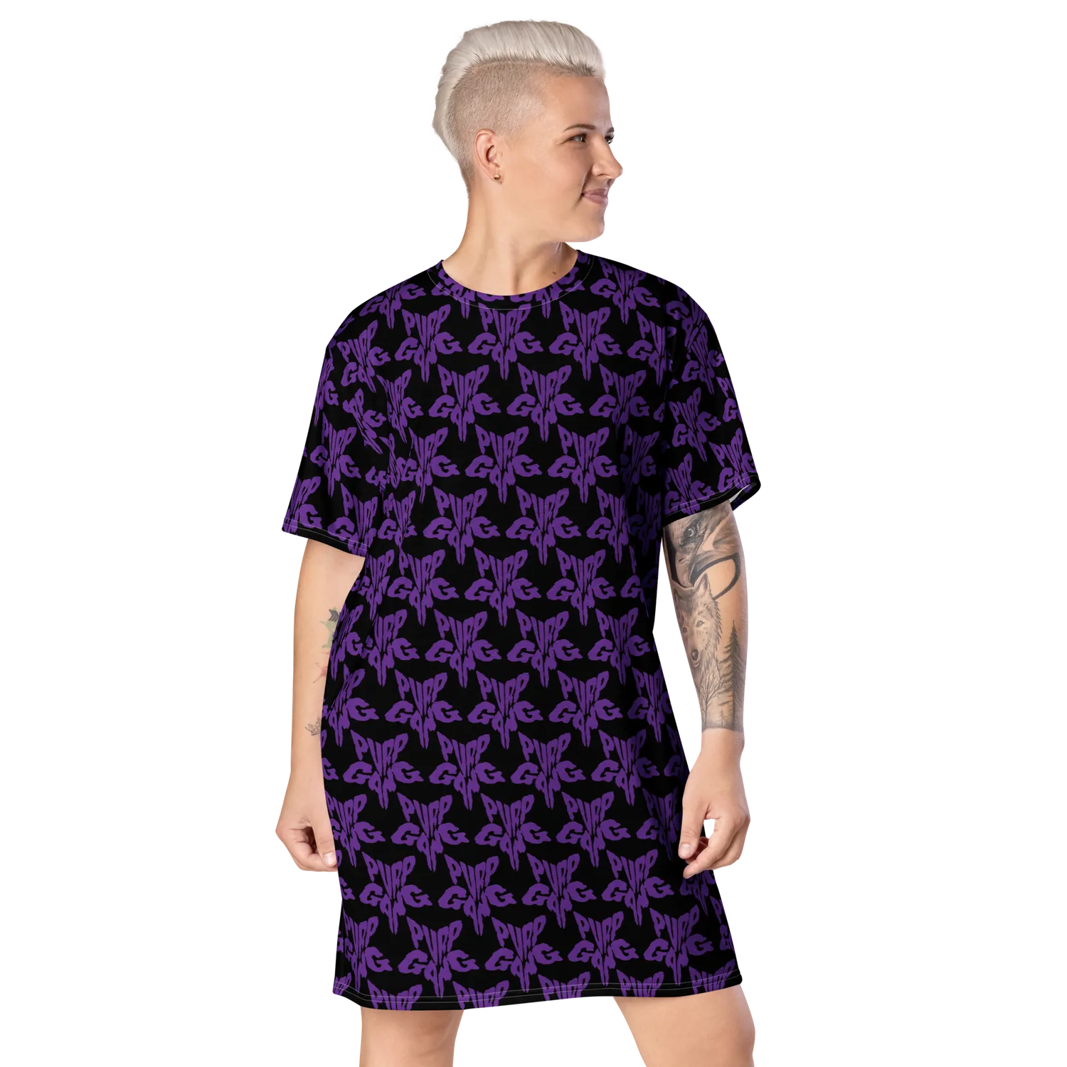 Razel Purp Gang Rock Star Motif T-shirt jurk oversize