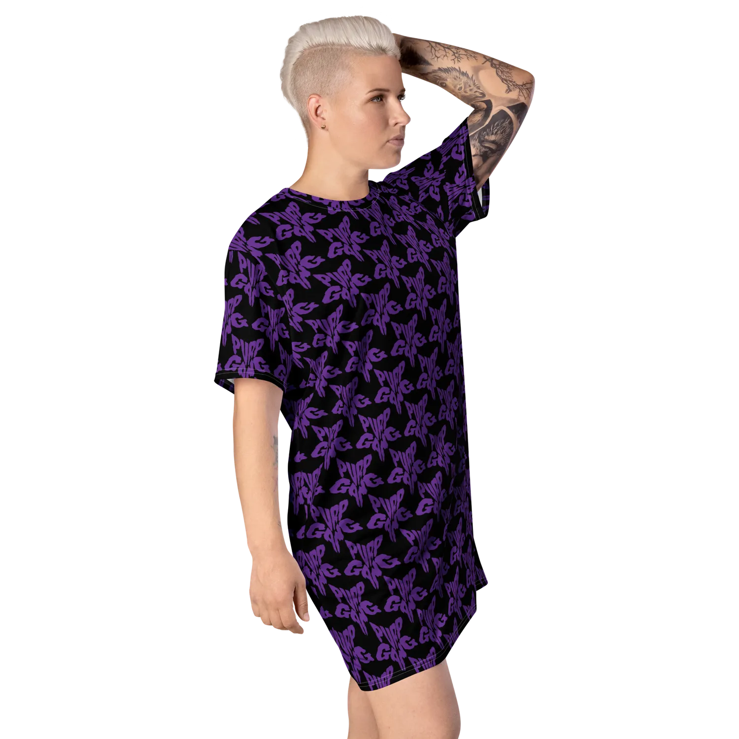 Razel Purp Gang Rock Star Motif T-shirt jurk oversize