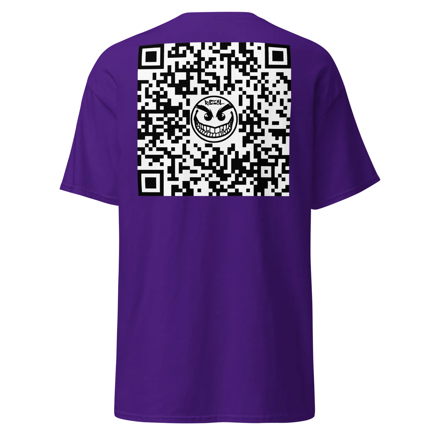 Razel Face QR Code T-shirt zwart voor-achter katoen