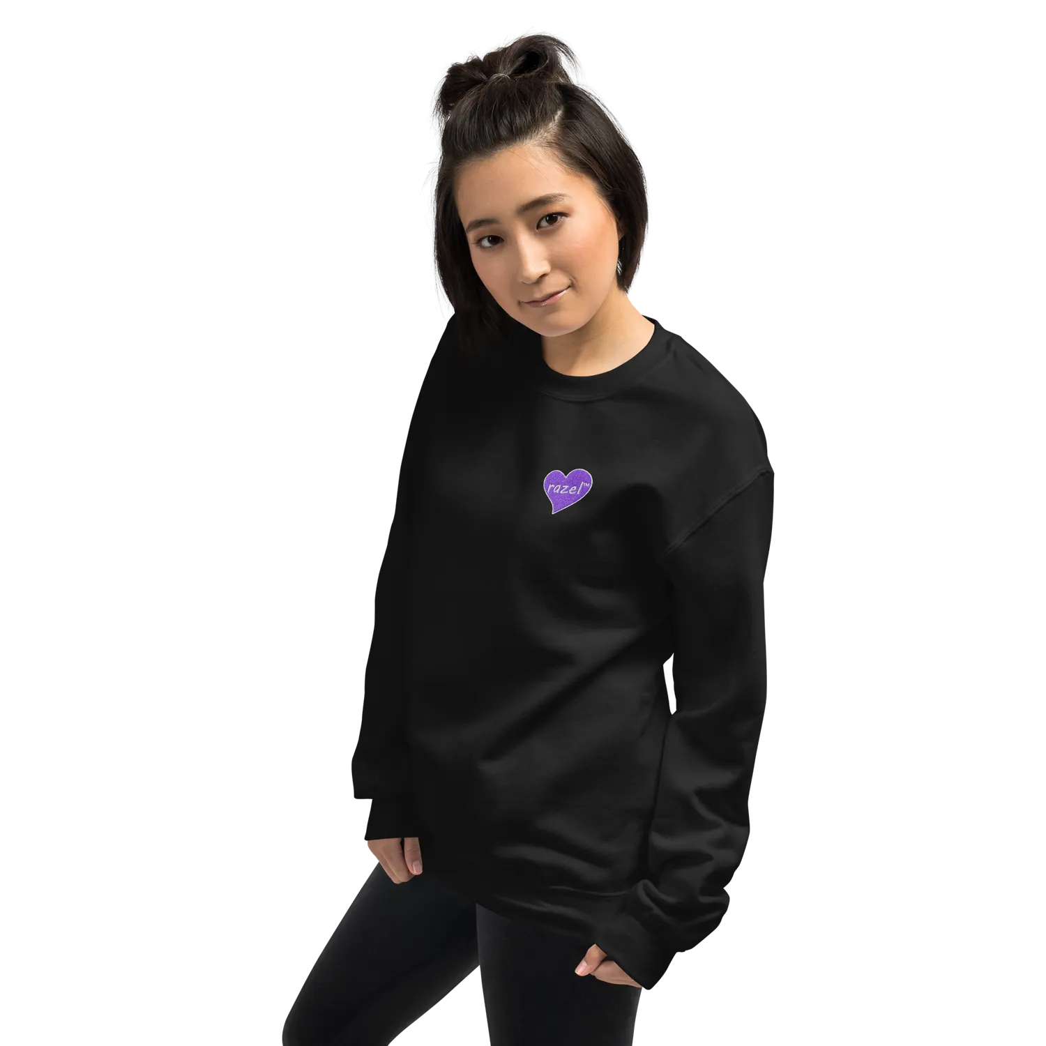 Razel Purple Hearted Sweater Crewneck geborduurd