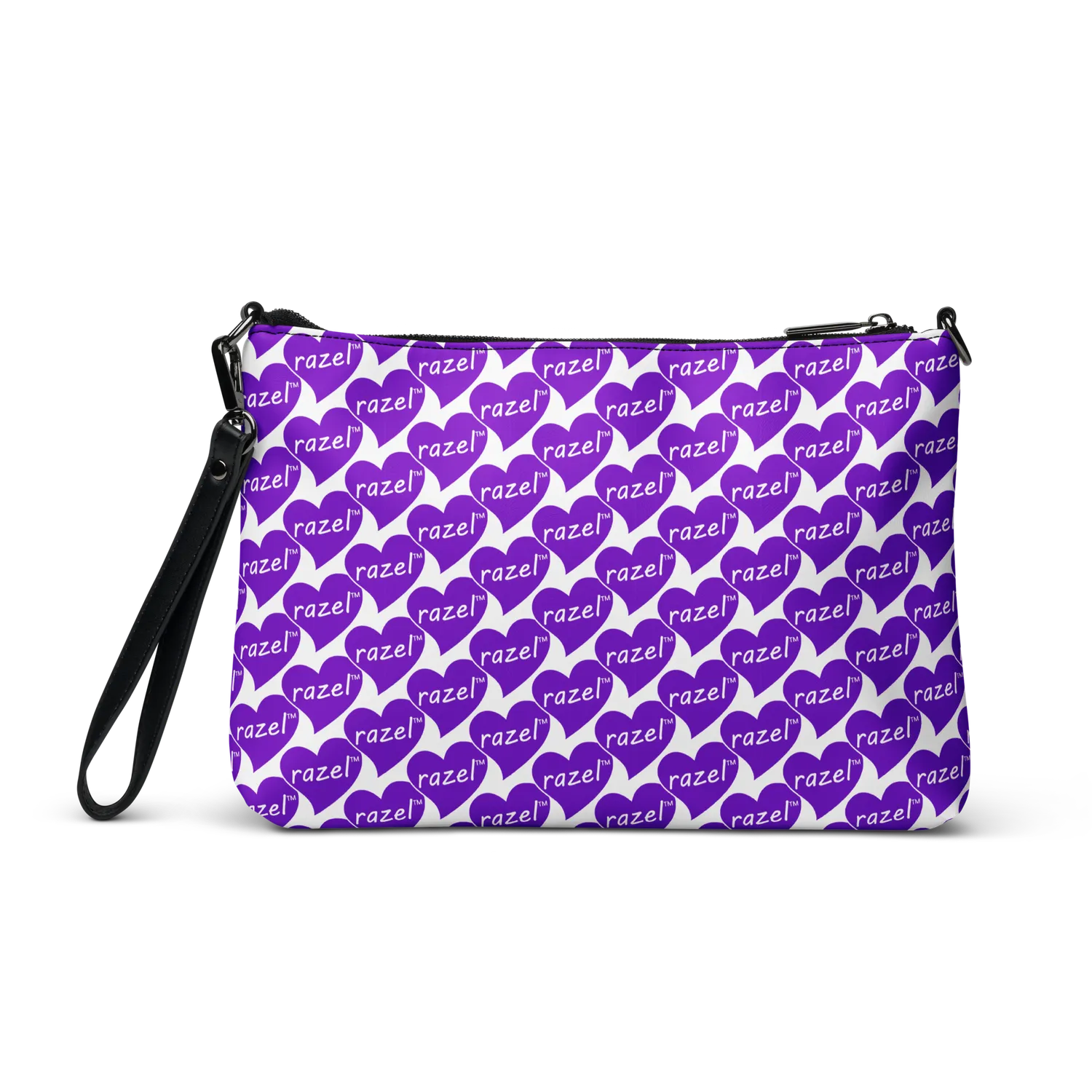 Razel Purple Hearted Motif satchel zwart imitatieleren