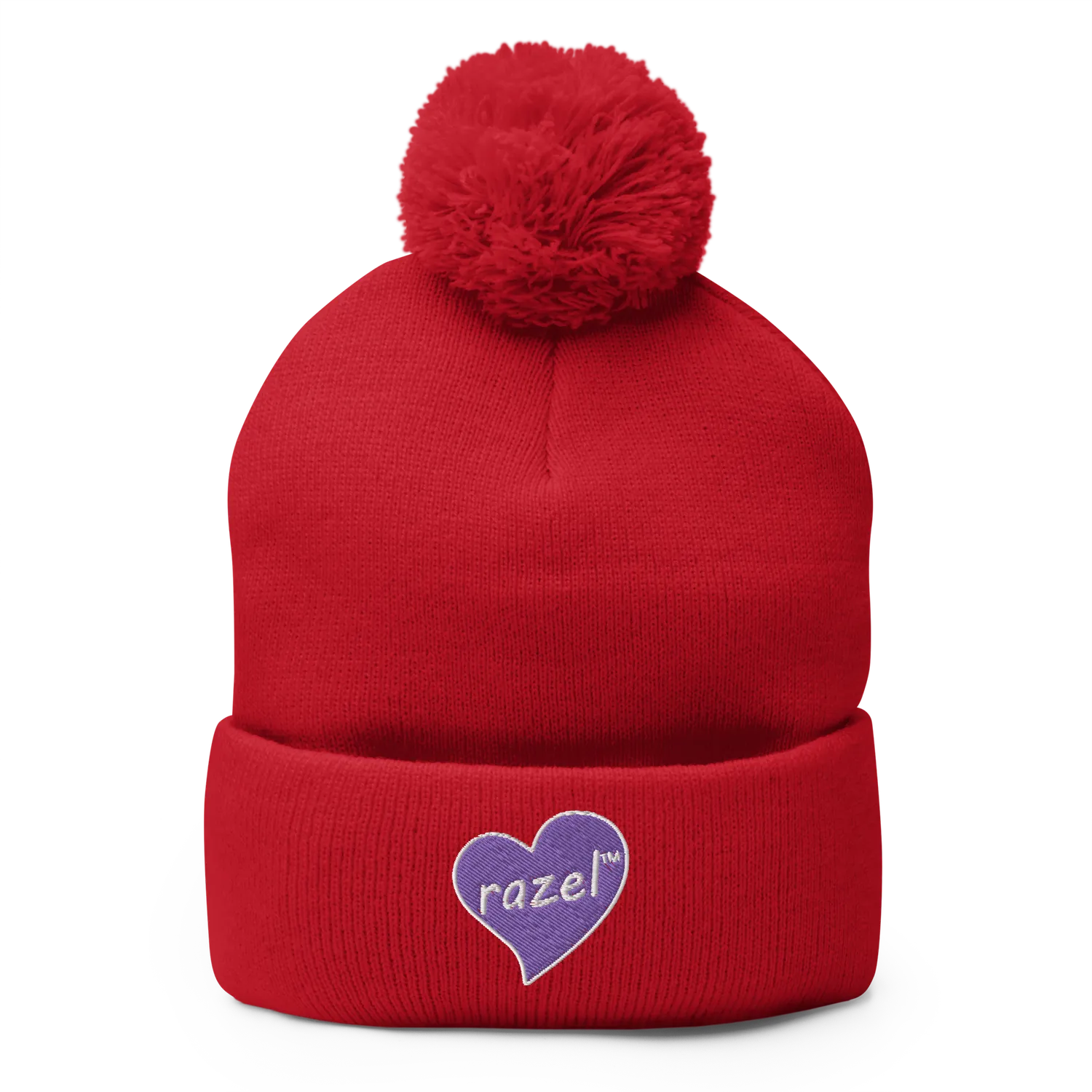 Razel Purple Hearted pompon muts zwart acryl