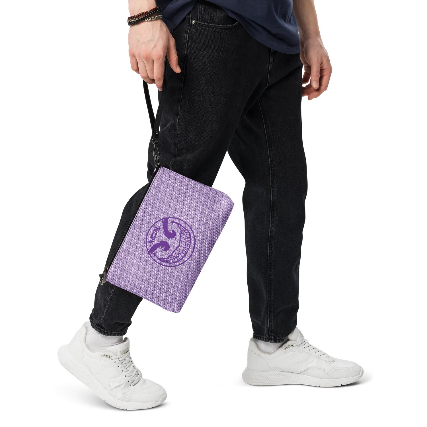 Razel Face Motif satchel tas zwart met rits
