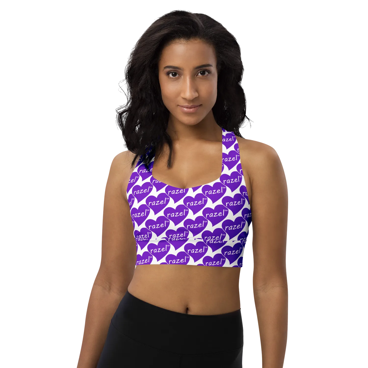 Razel Purple Hearted Motif Crop Top Sporttop