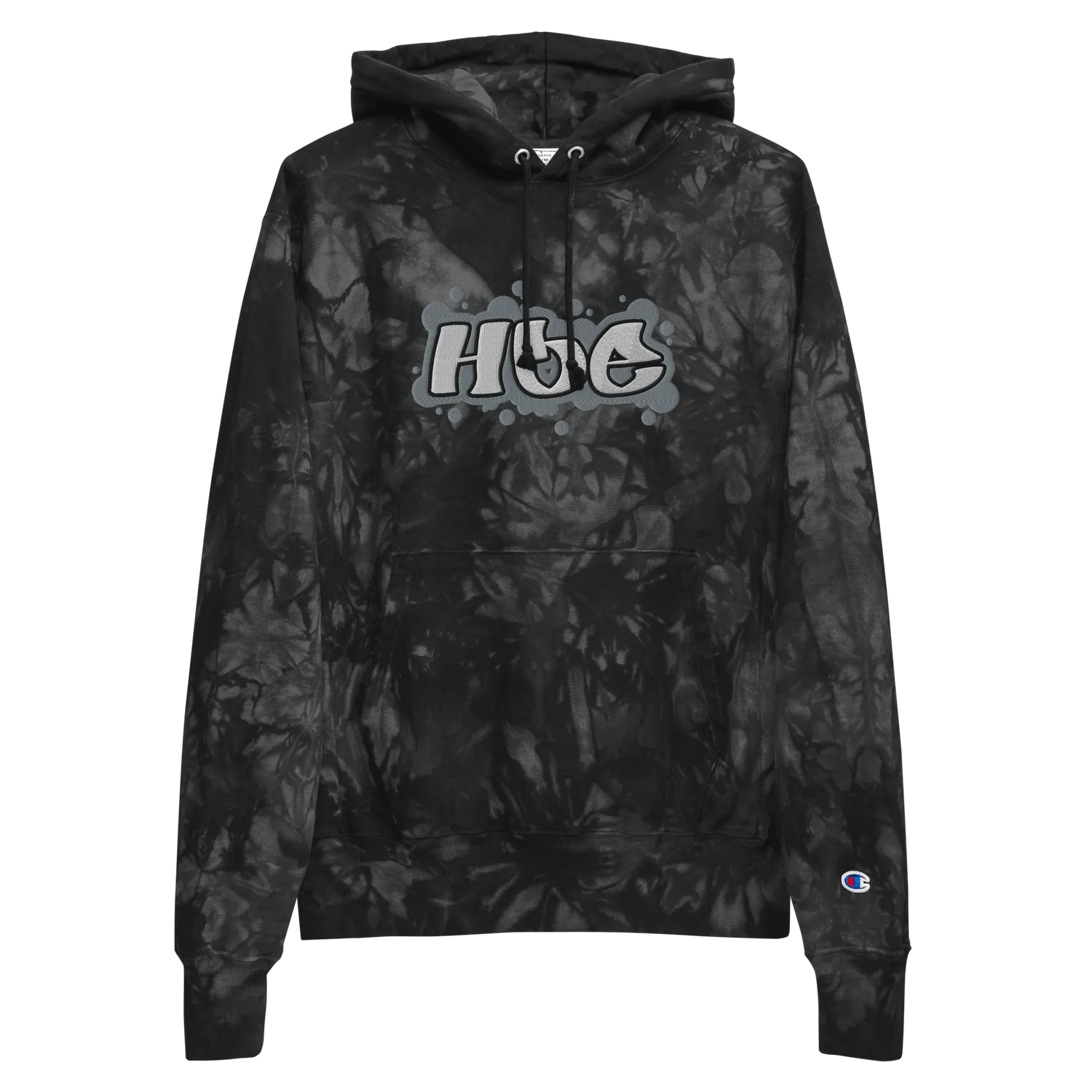 Razel Hoe Champion tie-dye hoodie zwart geborduurd