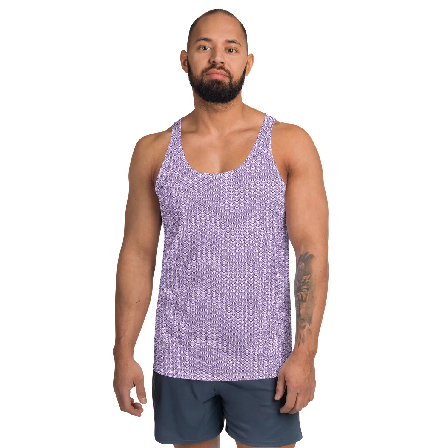 Razel Face Motif tanktop heren stretch zwart