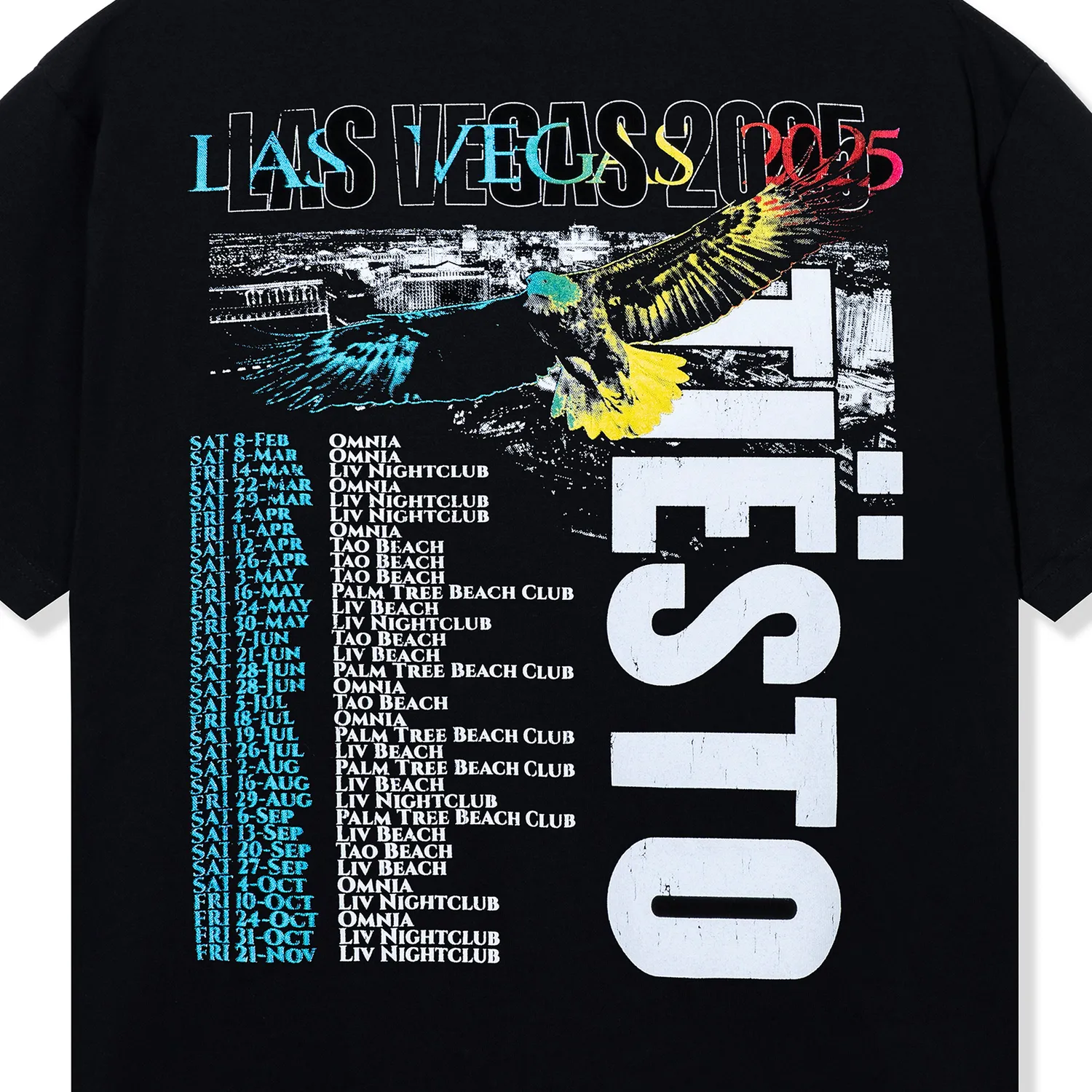 Tiësto Las Vegas 2025 Beach Tee T-shirt zwart oversized