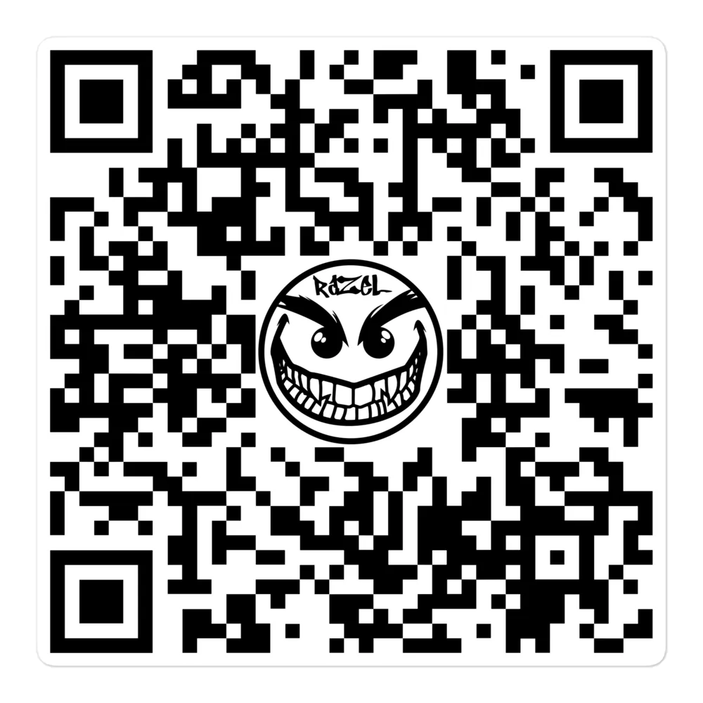 Razel Face QR Code sticker 7,6 cm vinyl