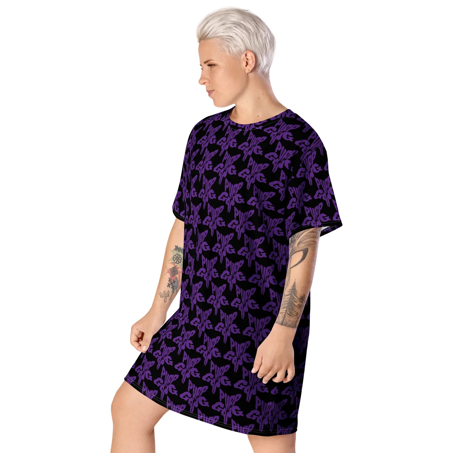 Razel Purp Gang Rock Star Motif T-shirt jurk oversize