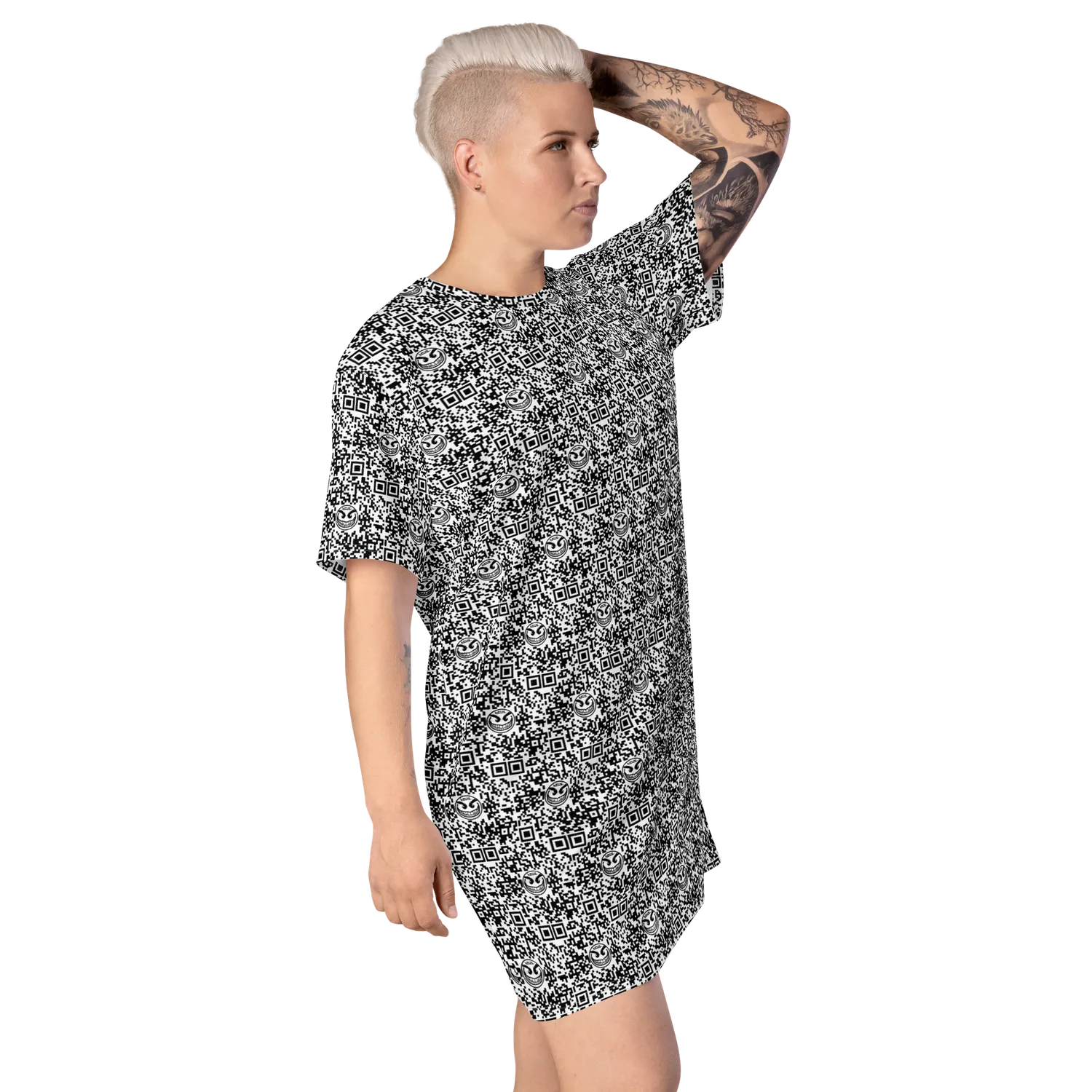 Razel Face QR Code T-shirt jurk dames oversized