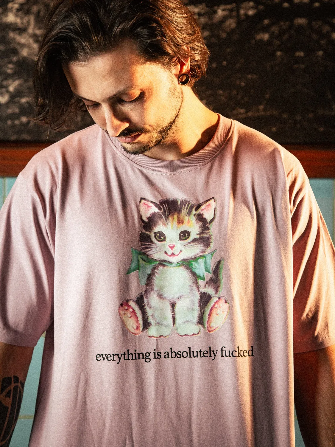 Paleface Swiss Cursed Cat Rosé shirt katoen unisex