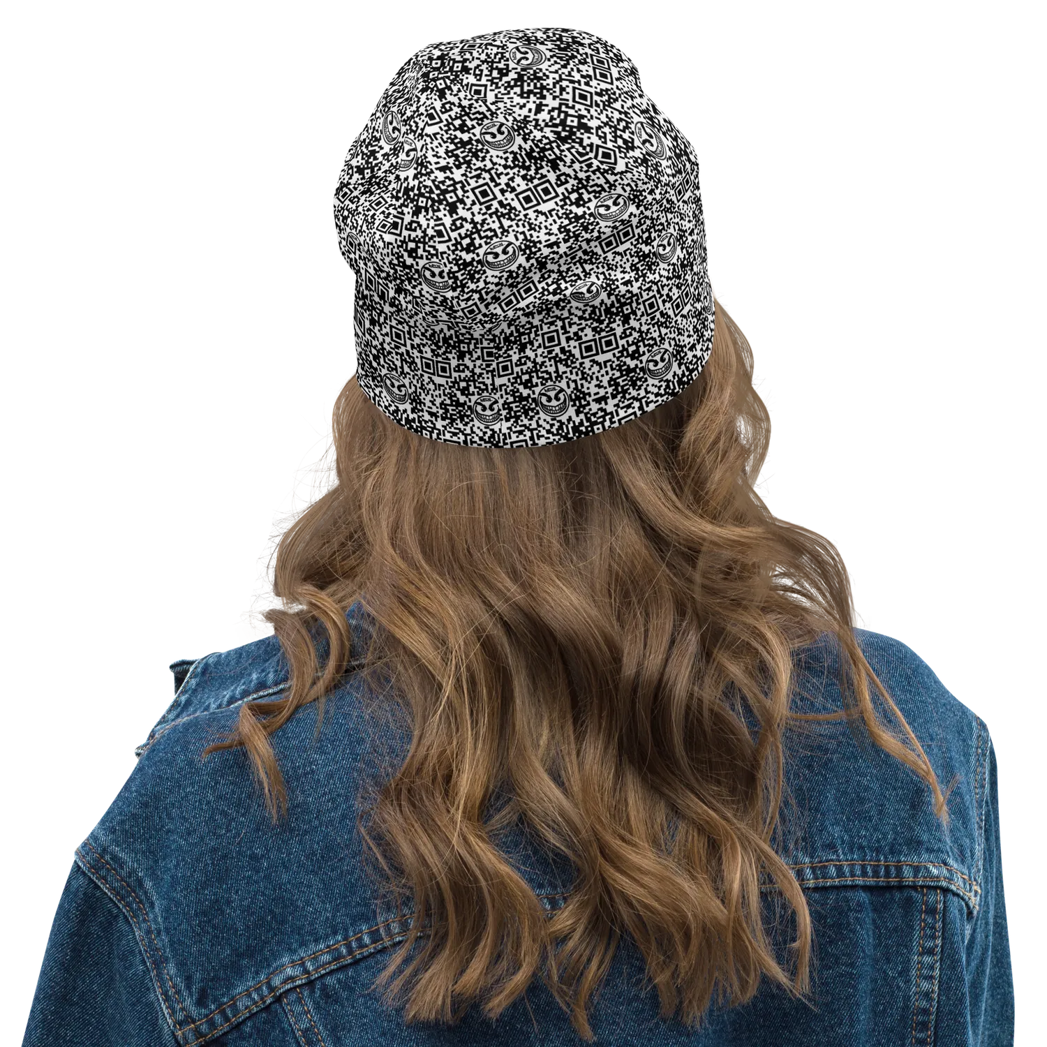 Razel Face QR Code beanie muts dubbellaags zwart
