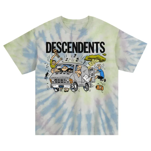 Descendents Van T-shirt watercolor spiral dye katoen