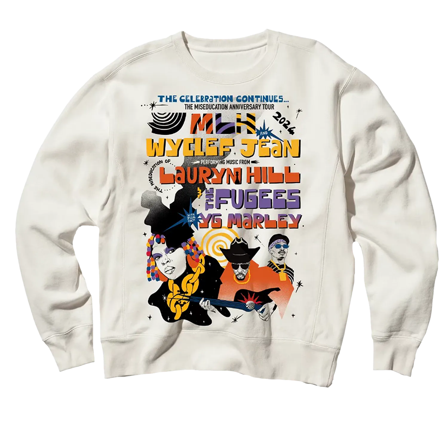 Lauryn Hill MLH x Fugees x YG Tour crewneck beige groen