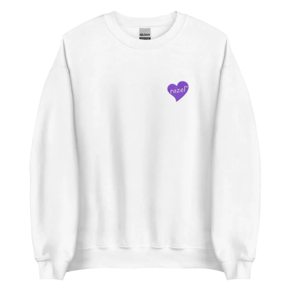 Razel Purple Hearted Sweater Crewneck geborduurd
