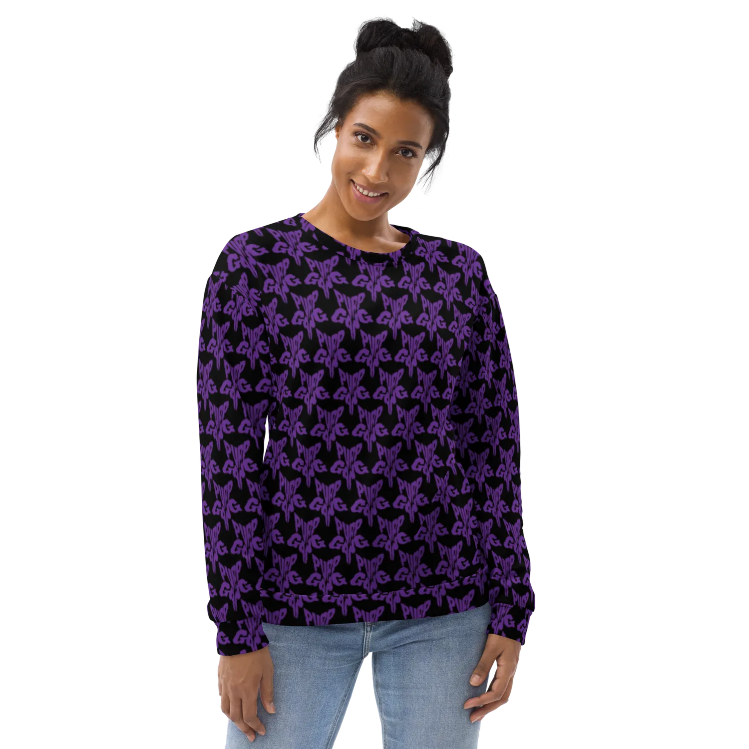 Razel Purp Gang Rock Star Motif Sweater fleece