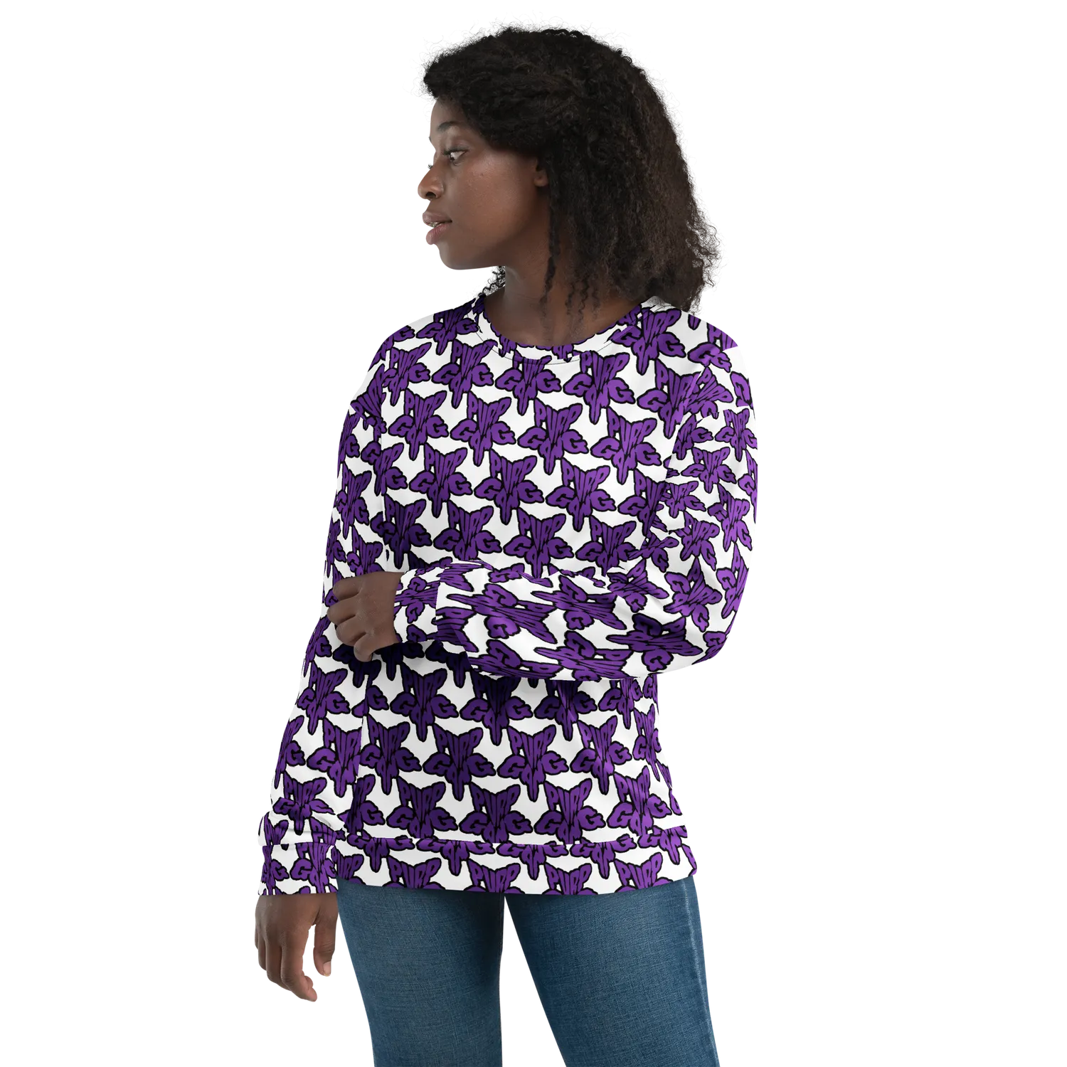 Razel Purp Gang Rock Star Motif sweater M fleece