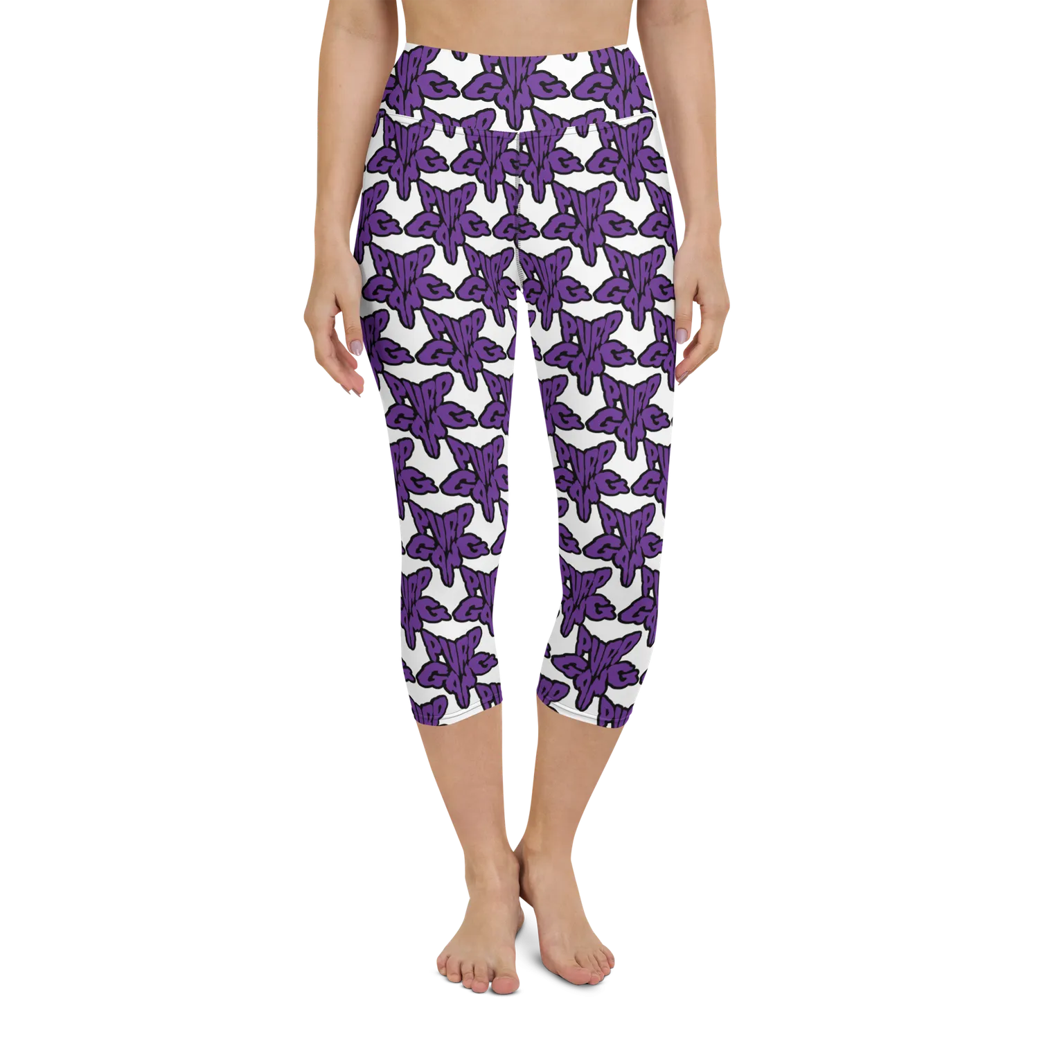 Razel Purp Gang Rock Star Motif Yoga Capri high waist