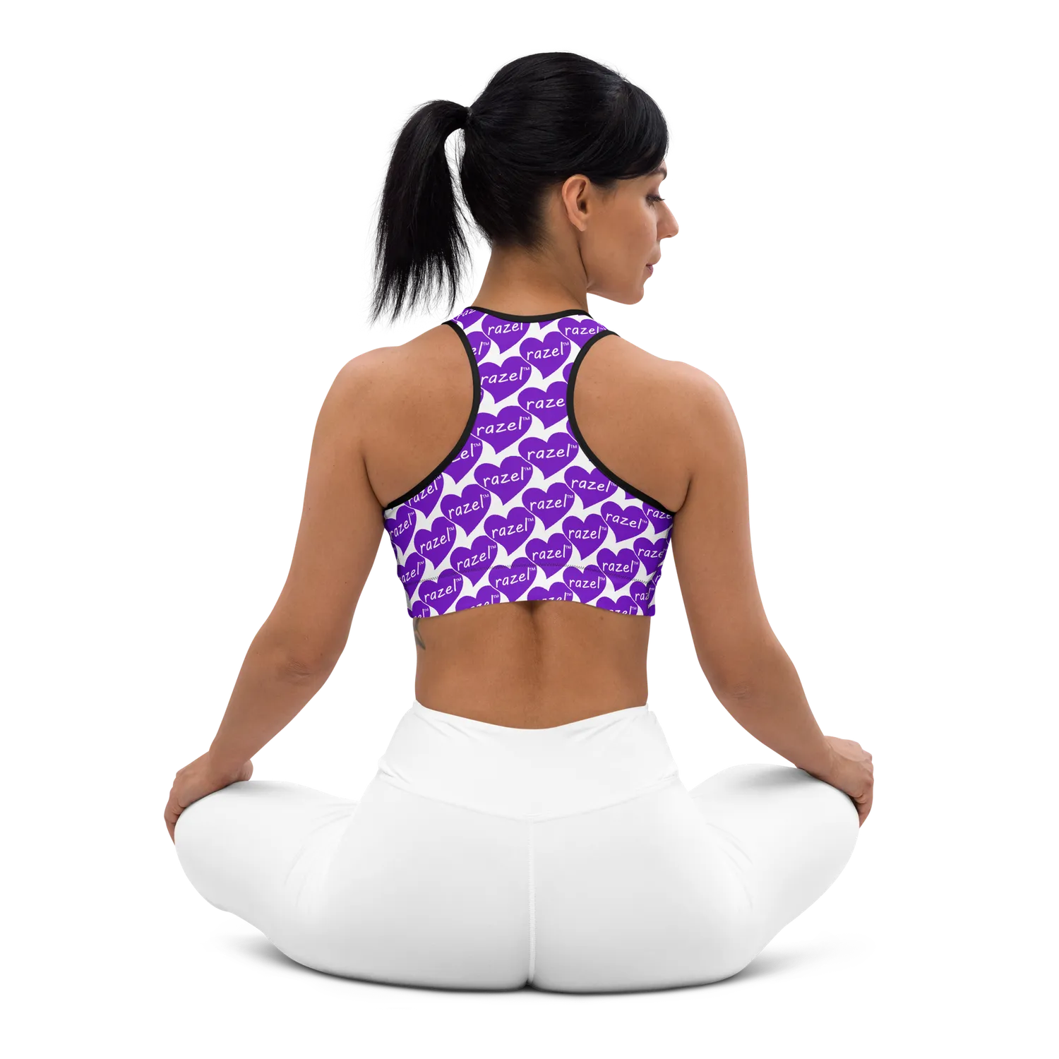 Razel Purple Hearted Motif sportbh zwart medium support