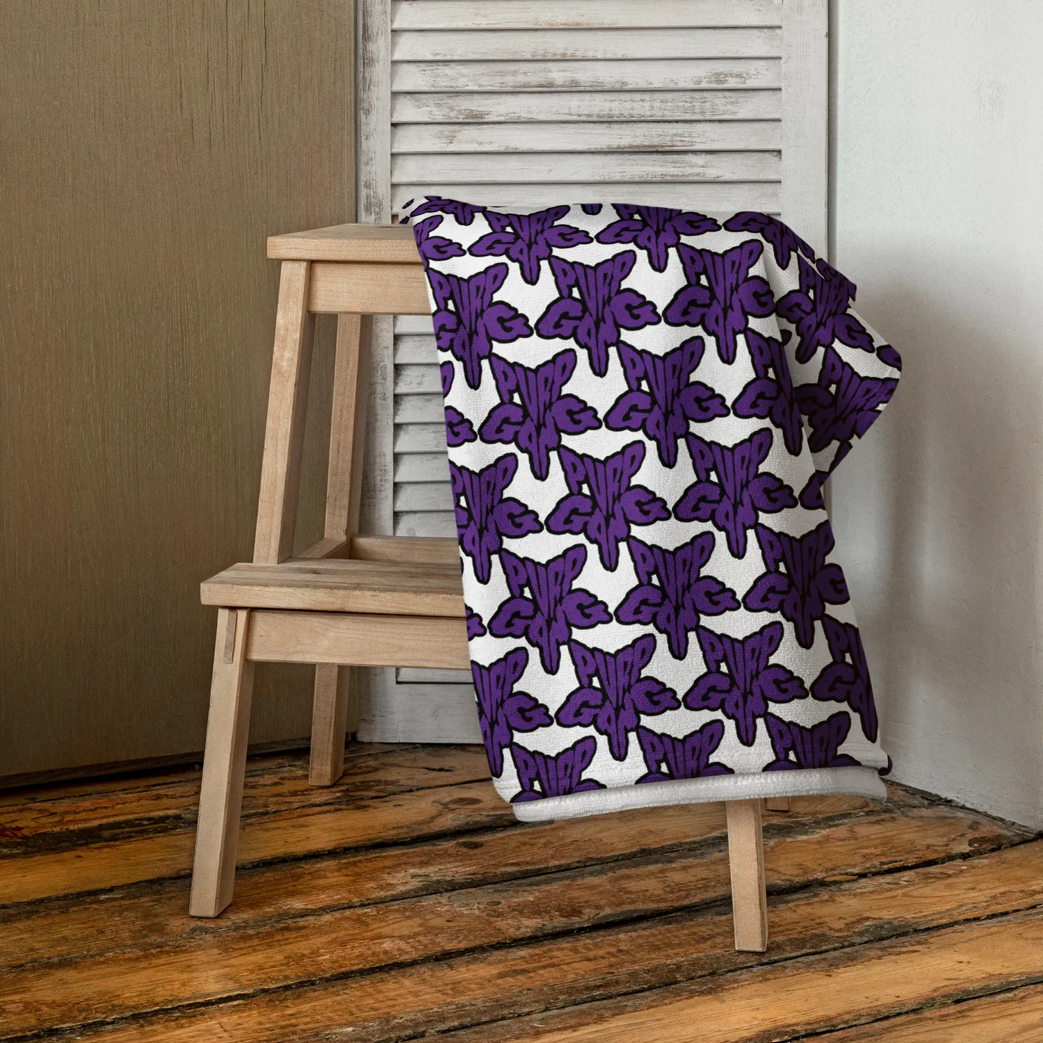 Razel Purp Gang Rock Star Motief Handdoek 76x152 katoen