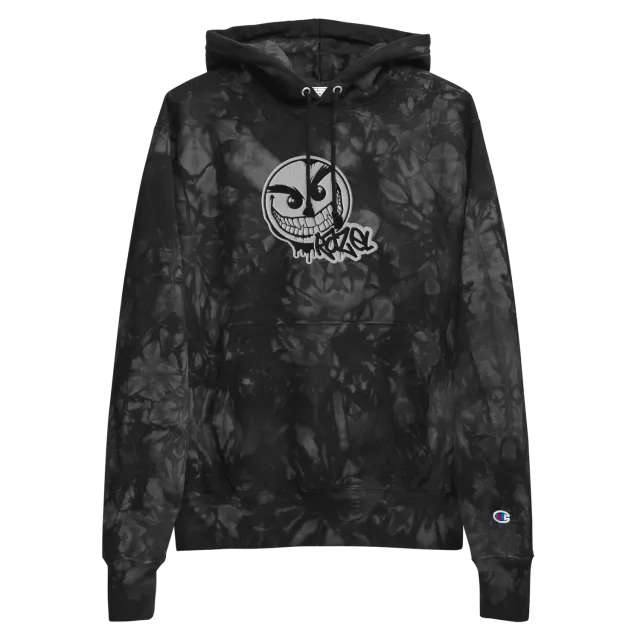Razel Gang Drip Face Champion hoodie zwart tie-dye