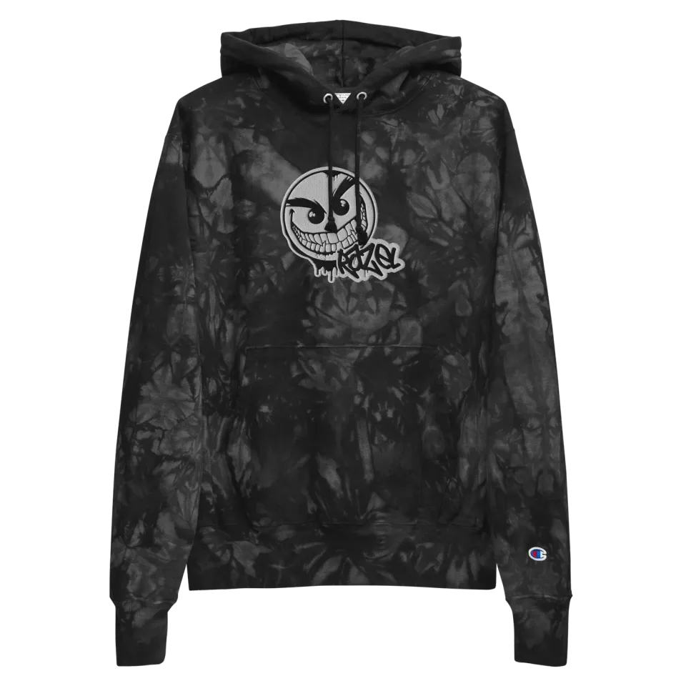 Razel Gang Drip Face Champion hoodie zwart tie-dye