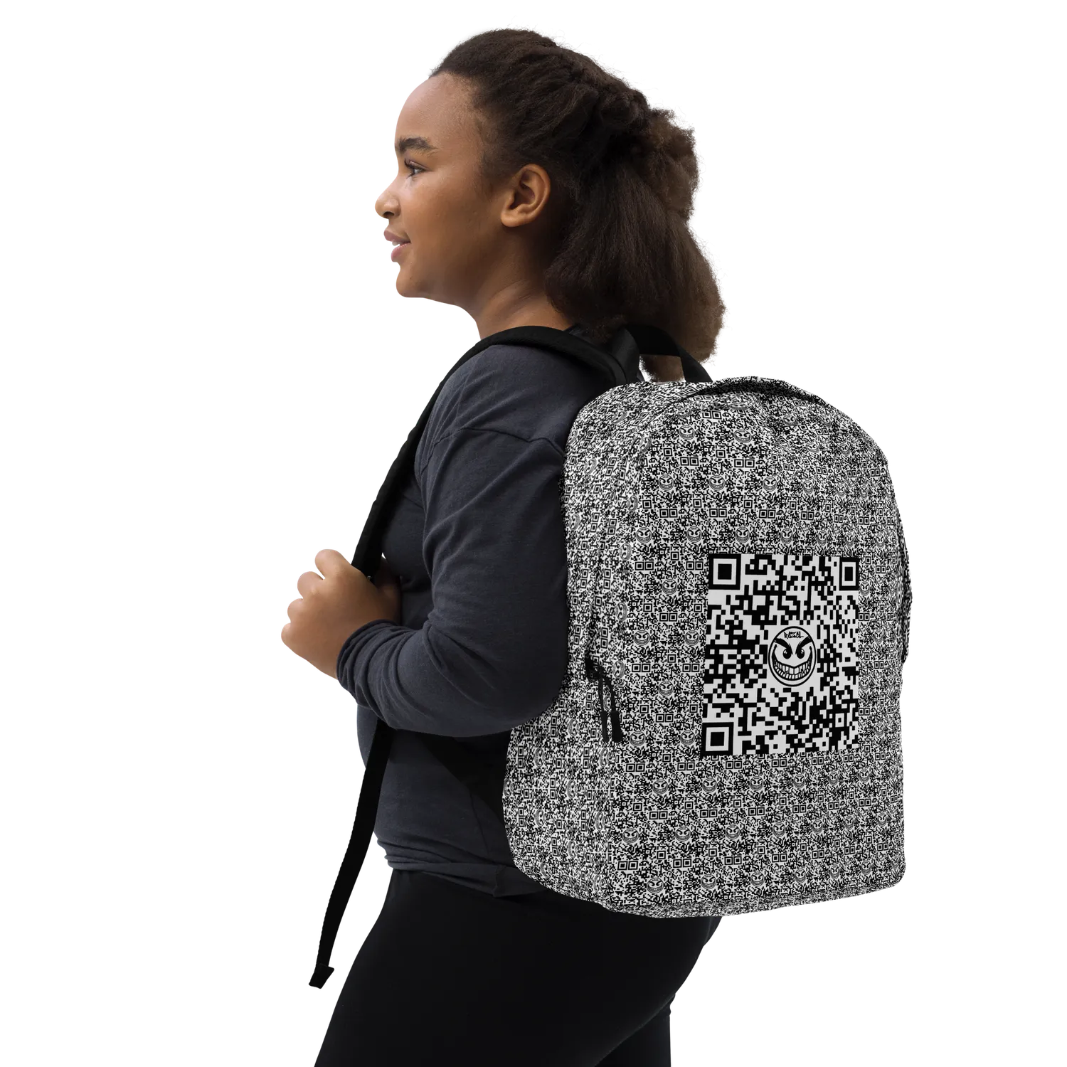 Razel Face QR Code Motif rugzak zwart 20 liter laptopvak