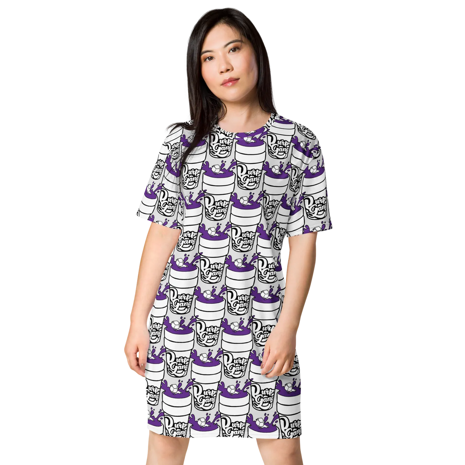 Razel Purp Gang Double Cup t-shirt jurk oversize