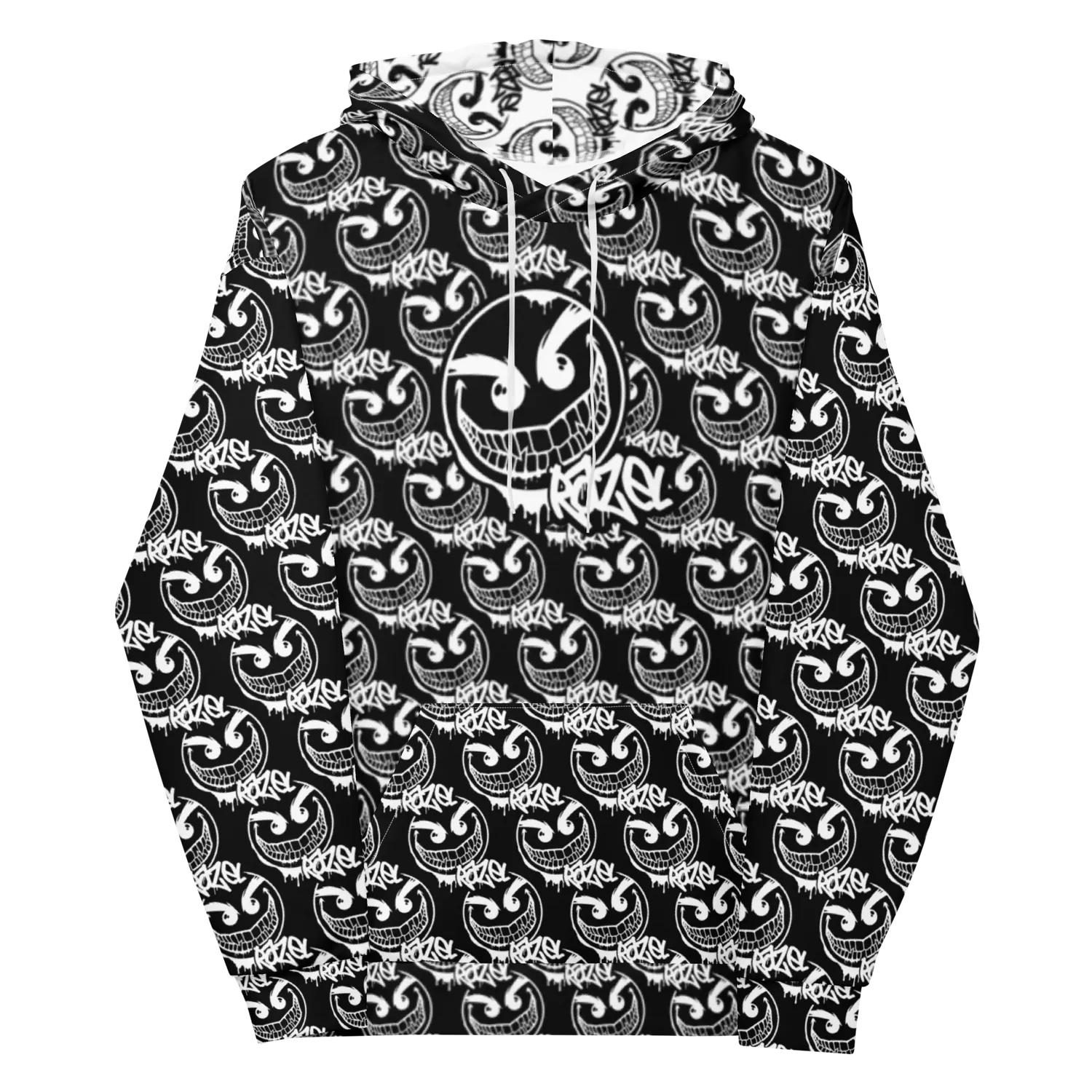 Razel Gang Drip Face Motif Hoodie Inverted hoodie fleece