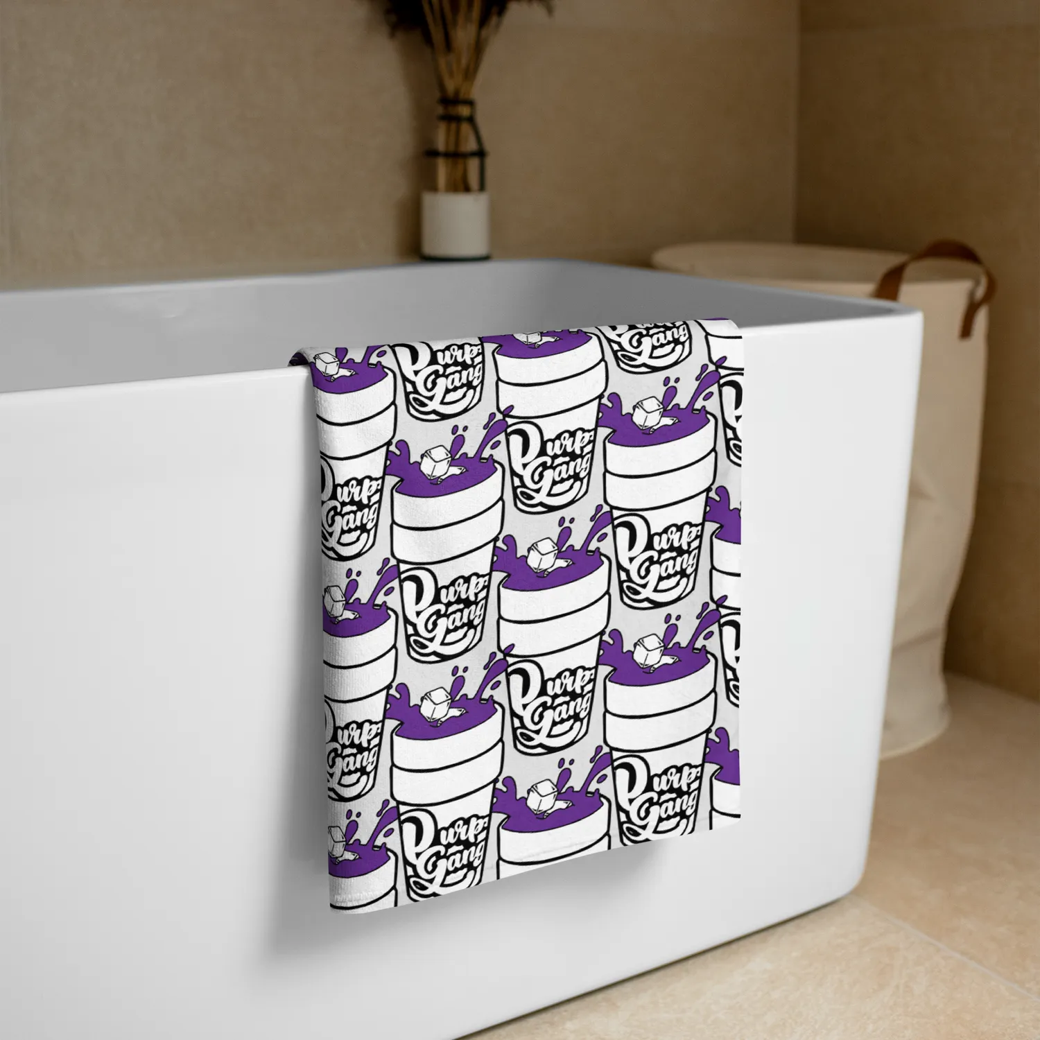 Razel Purp Gang Double Cup Motif handdoek 76x152 katoen