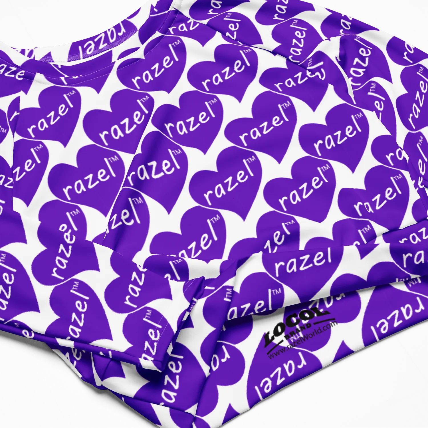 Razel Purple Hearted Motif crop top lange mouw