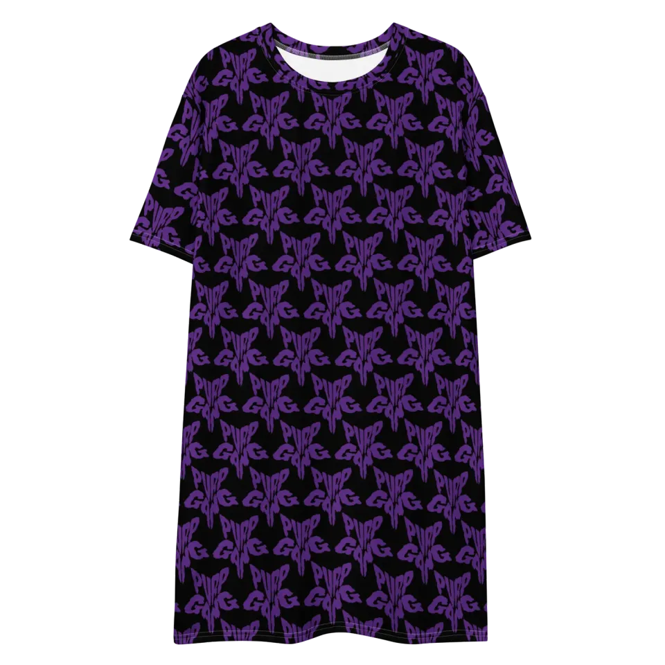 Razel Purp Gang Rock Star Motif T-shirt jurk oversize