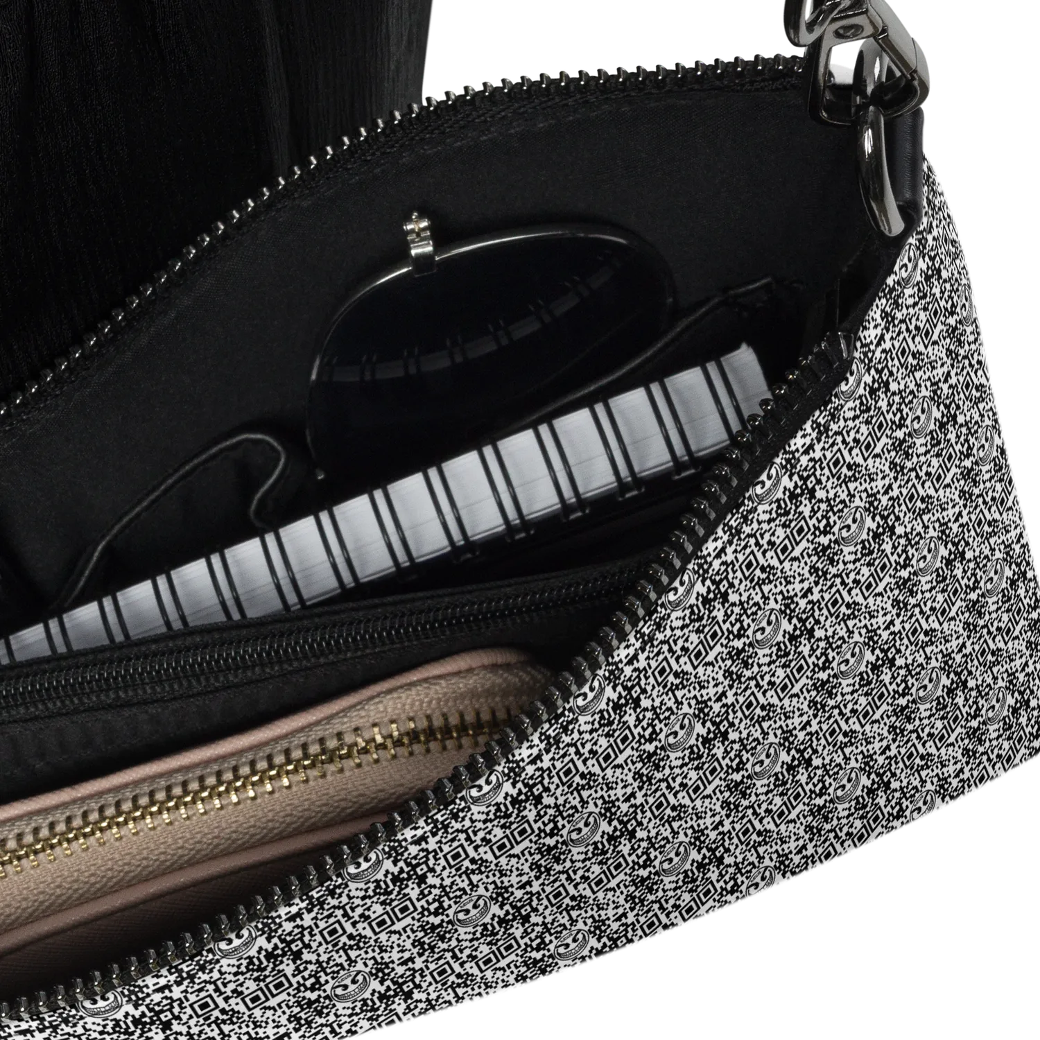 Razel Face QR Code Satchel Schoudertas Zwart Kunstleer