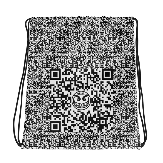 Razel Face QR Code gymtas polyester trekkoord 38 cm