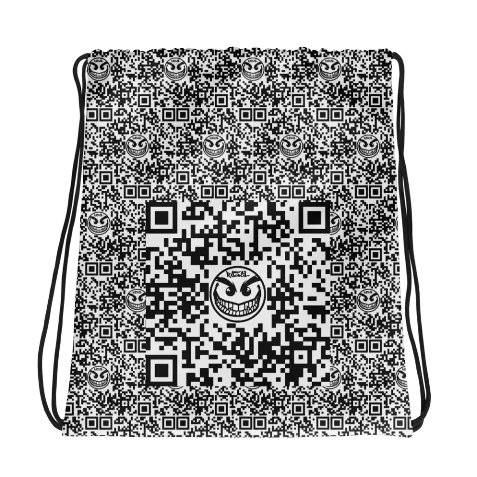 Razel Face QR Code gymtas polyester trekkoord 38 cm