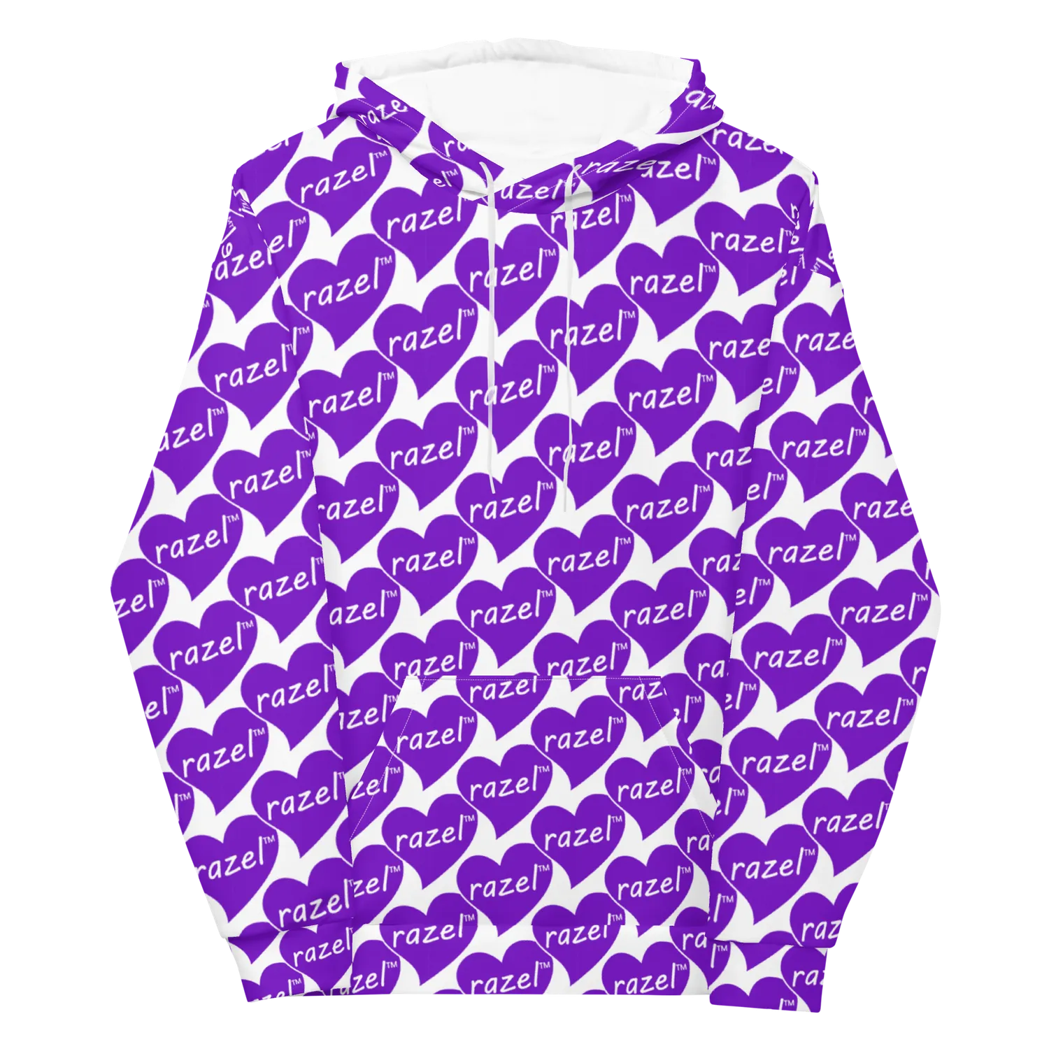 Razel Purple Hearted Motif hoodie fleece unisex