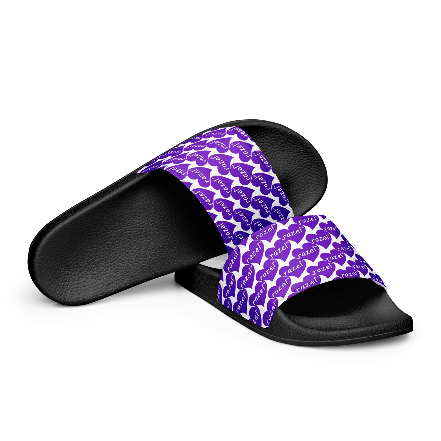 Razel Purple Hearted Motif slippers zwart print