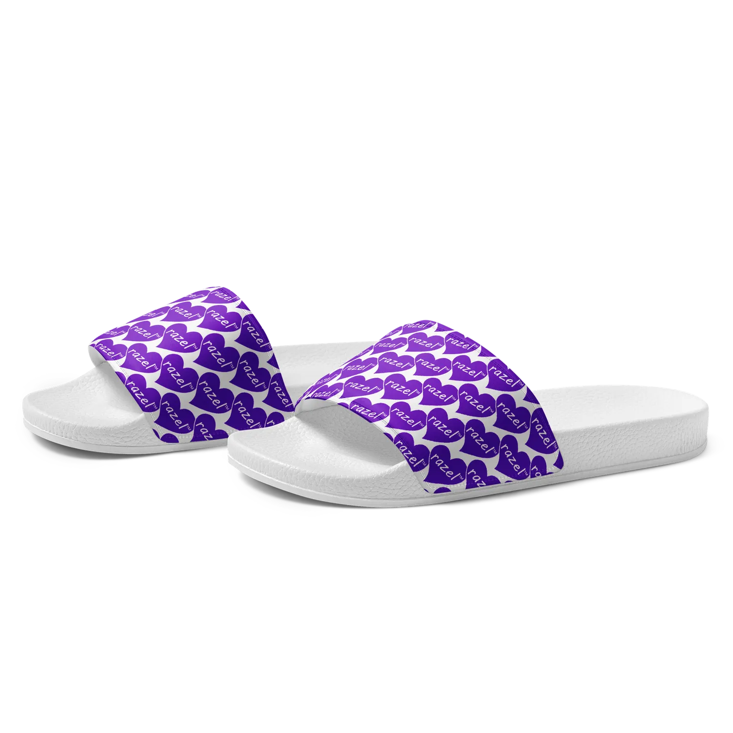 Razel Purple Hearted Motif slippers zwart print