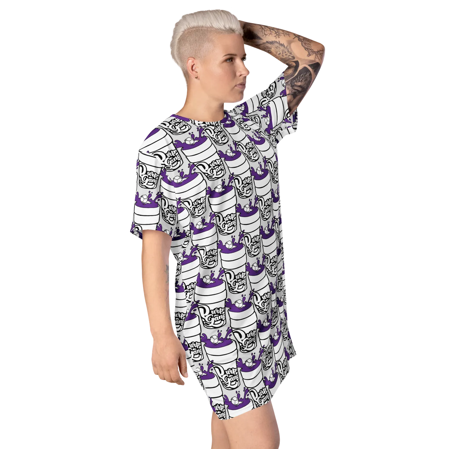 Razel Purp Gang Double Cup t-shirt jurk oversize
