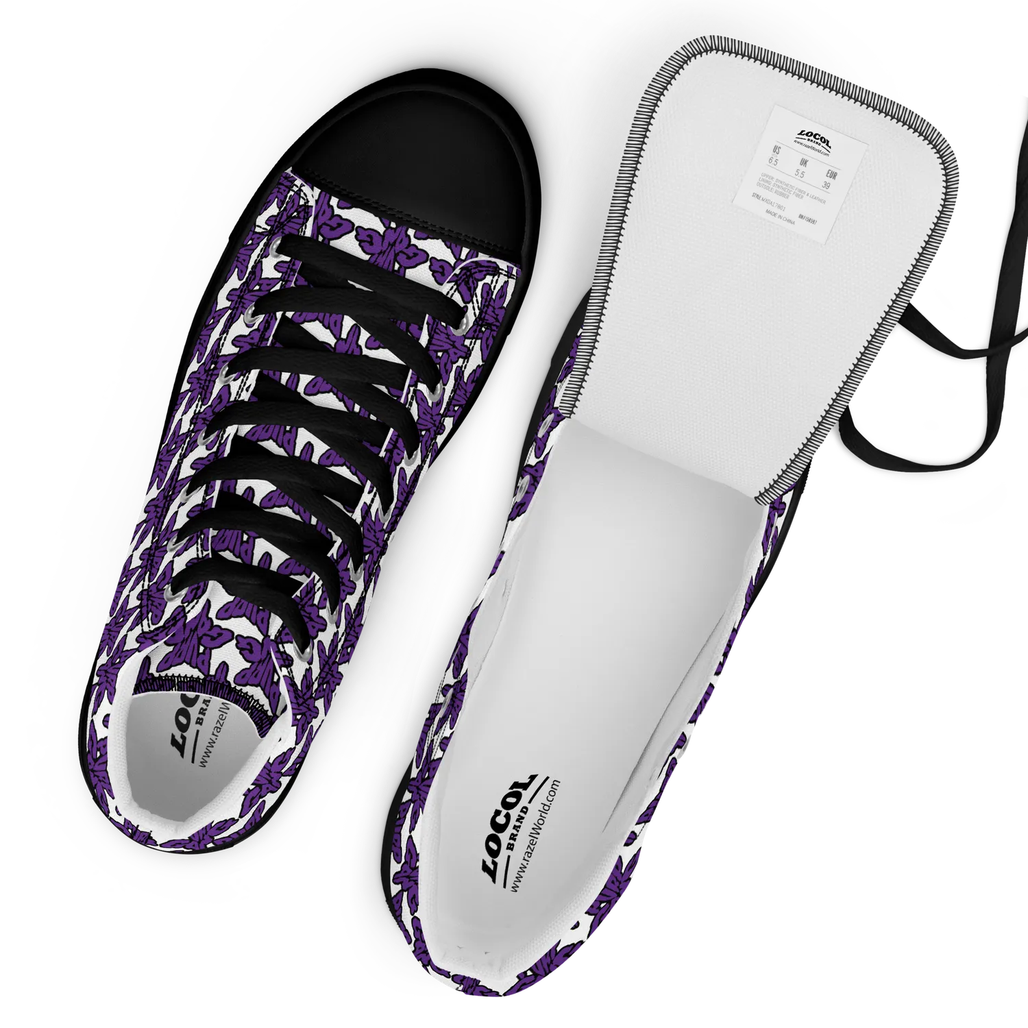 Razel Purp Gang Rock Star Hoge Sneakers Zwart Canvas