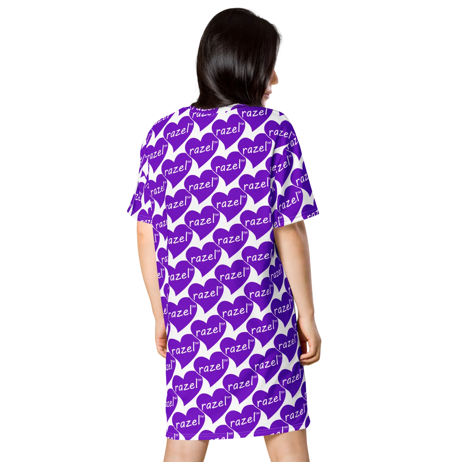 Razel Purple Hearted T-shirt jurk oversized stretch