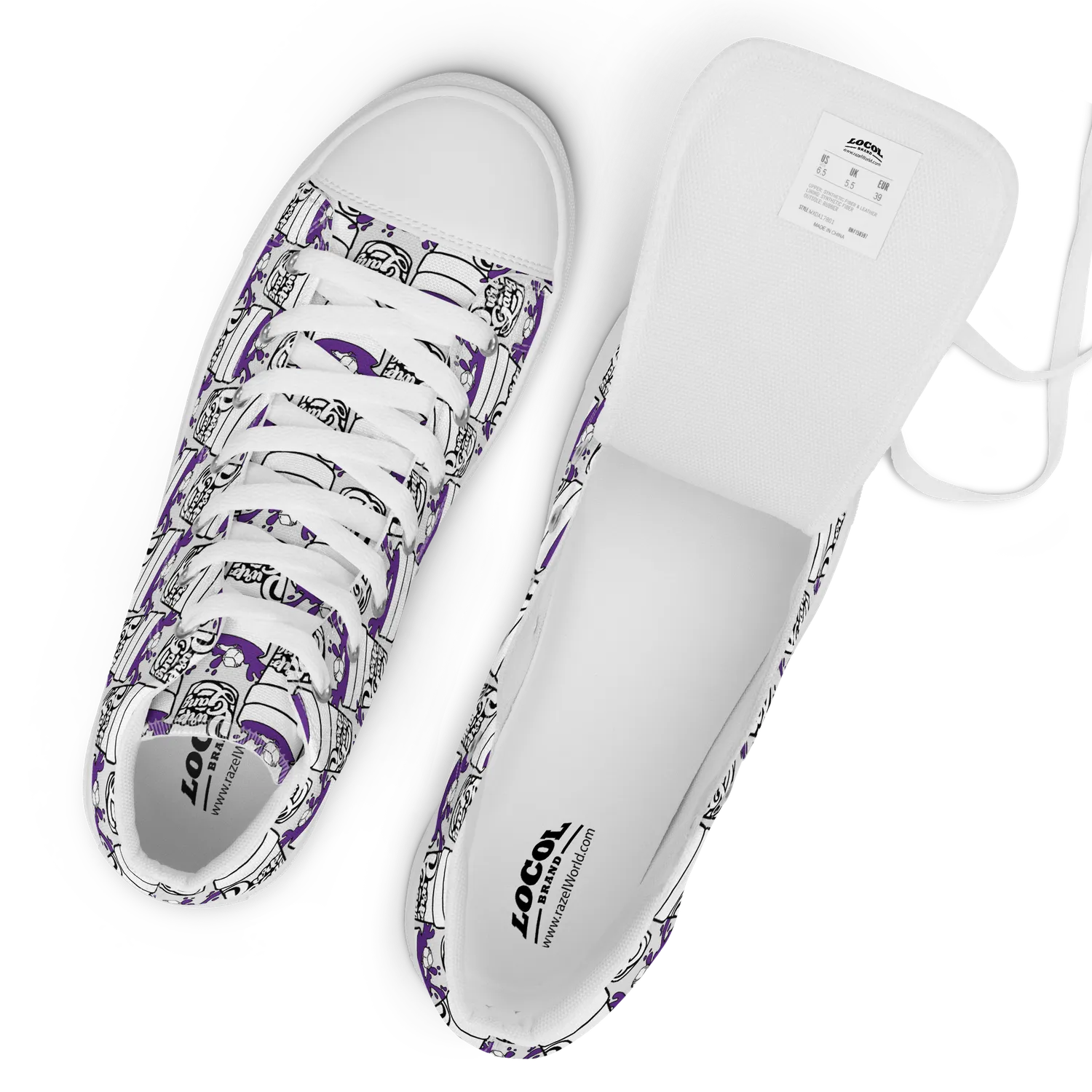 Razel Purp Gang Double Cup Motif hoge sneakers canvas