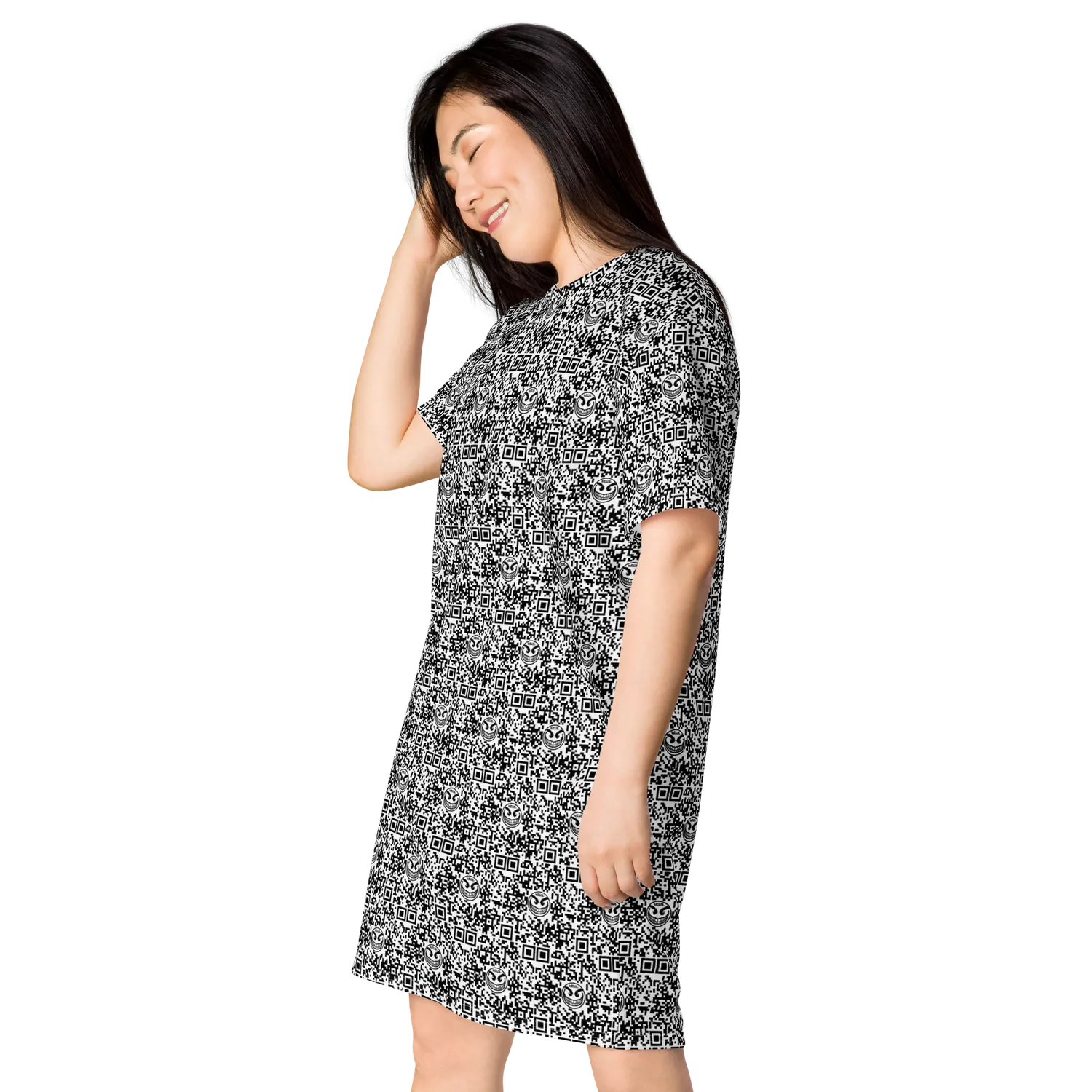 Razel Face QR Code T-shirt jurk dames oversized