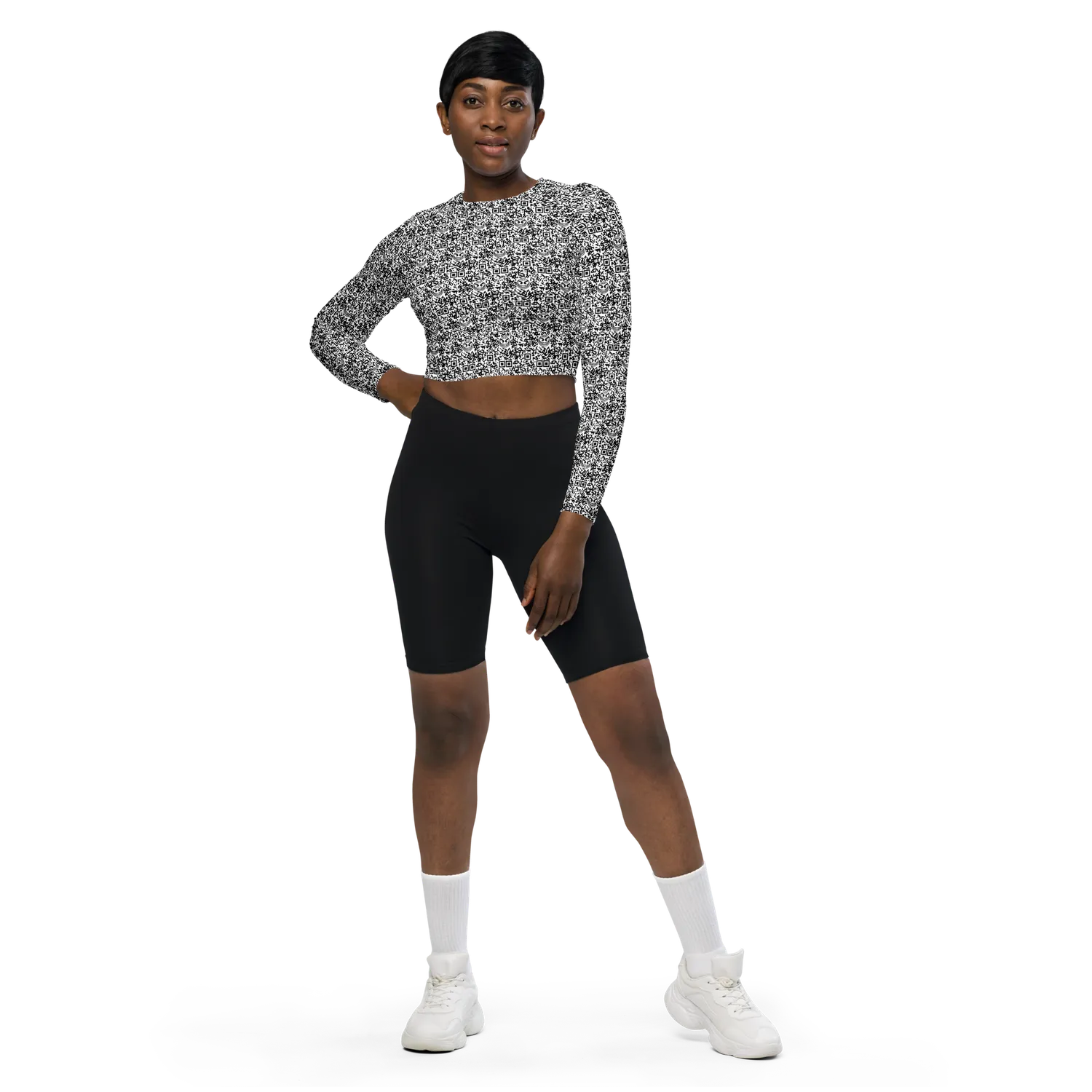 Razel Face QR Codes longsleeve crop top UPF 50+